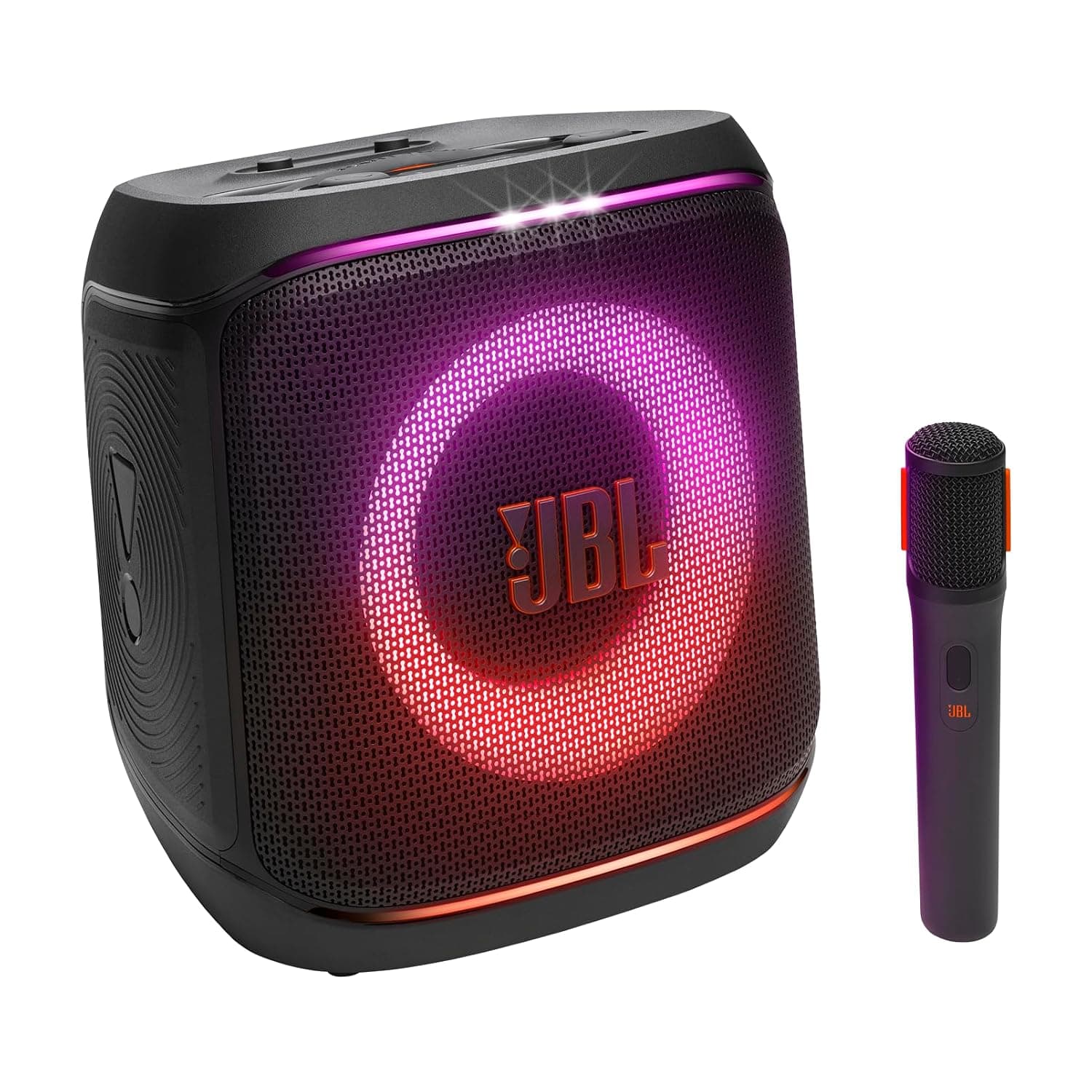 JBL Partybox Encore 2, Wireless Bluetooth Party Speaker with Wireless Mic, 15 Hours of Playtime, IPX4 Splashproof, Pro Sound with AI Sound Boost and Auracast Multi-Speaker Connection, Black