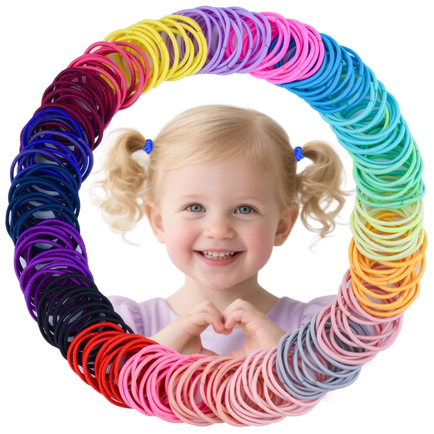 Baby Hair Ties for Girls - 200Pcs Small 1" Elastic Toddler Hair Ties Ponytail Holders Hair Ties for Baby Girls Infants Kids Hair Accessories (Color A) | Ponytail Holder, No Crease Elastic Bands in 20 colors, Ideal for Fine Hair Pigtails & Braids, Soft Hair Accessories