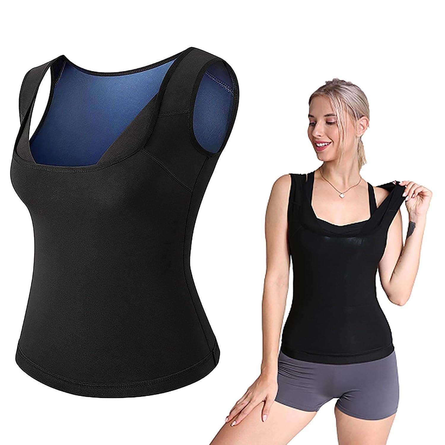 Women's Sweat Vest Tank Top with Comfort Fit, Heat Trapping Sweaty Sauna Suits, Abdominal Fitness Gym Sweaty Vest, Running Sports Yoga Clothes for Exercise and Fitness Activities (2XL/3XL)