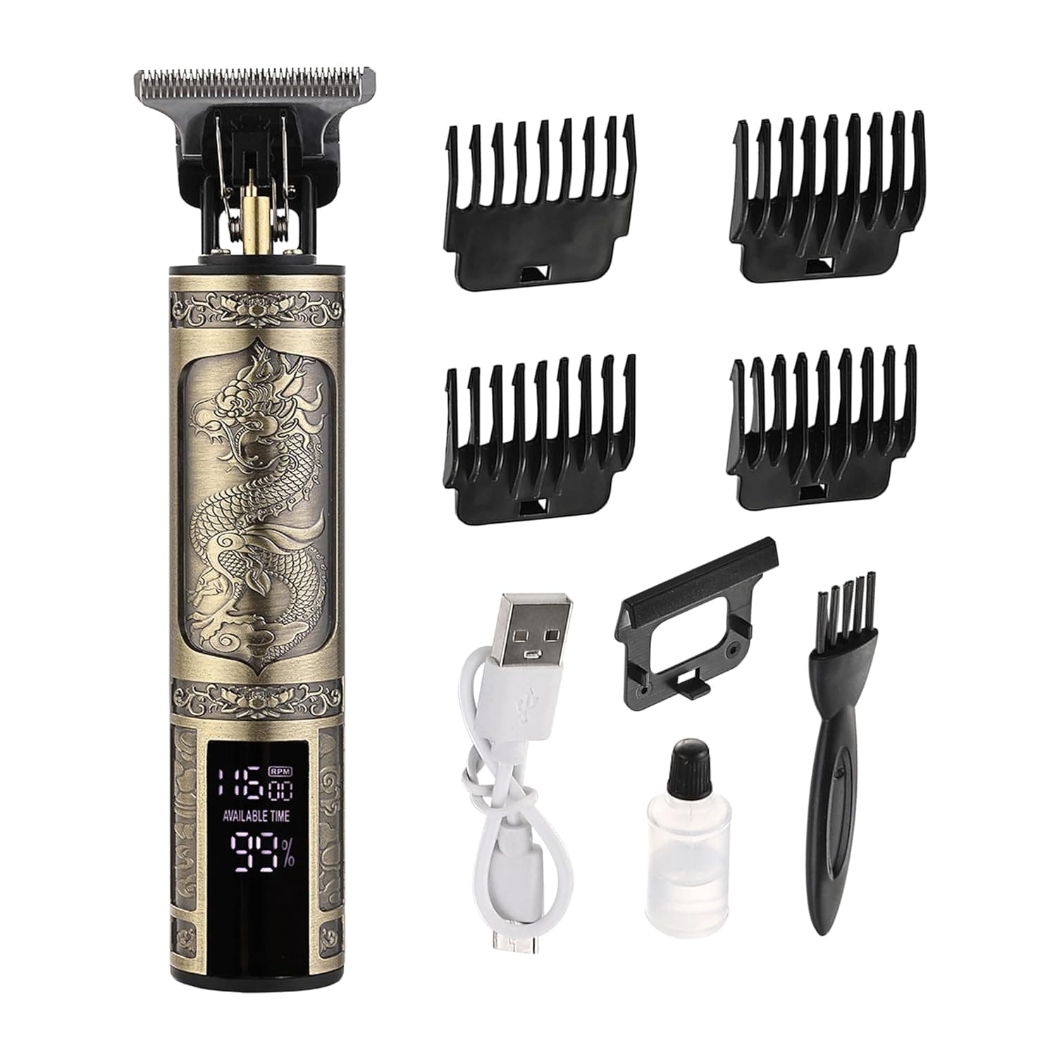 Lawazim Portable Rechargeable Shaver With Digital Screen -Electric Beard and Hair Shaver with Precision Blades, USB Charging, and Multiple Guide Combs -Ideal for Beard, Hair, and Face Grooming for Men