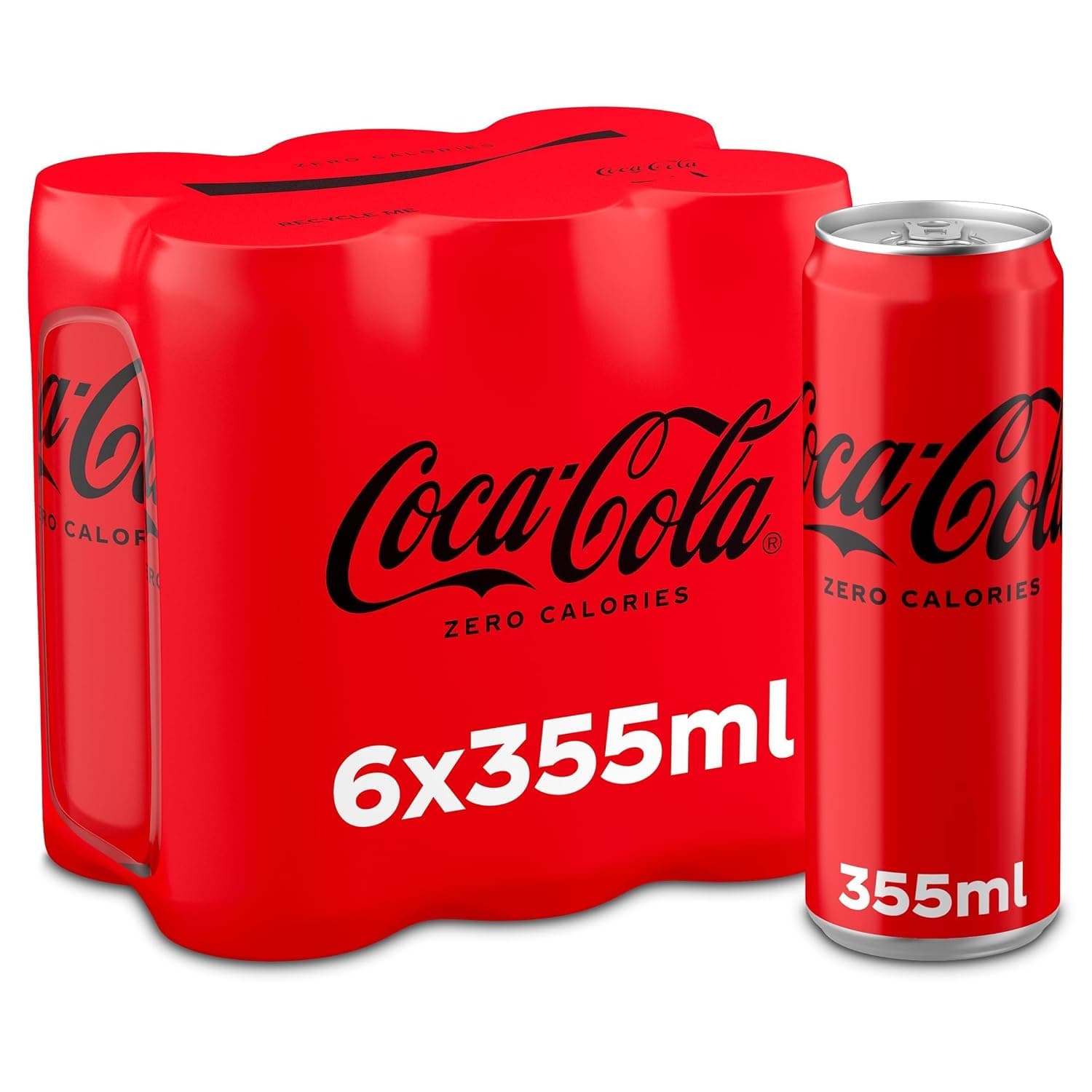 Coca-Cola Zero, pack of 6x355ml Can, Same Coca Cola Taste with Zero Sugar and Zero Calories, Crisp Coke Zero Soft Drinks