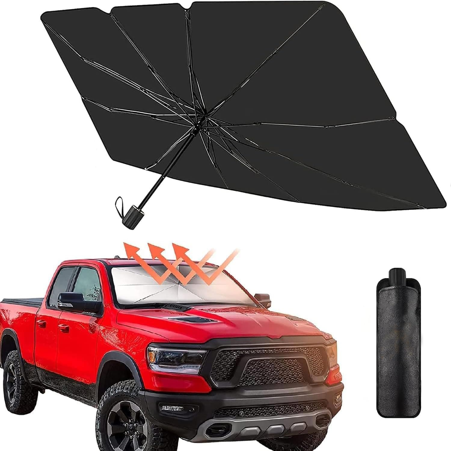 Padom Car Windshield Sun Shade Umbrella, Foldable Car Sun Shade Windshield, Fit Sedan SUV Pickup Truck Most Vehicles Car Window Shades, Front Windshield Sunshade for car Accessories (50"*26")