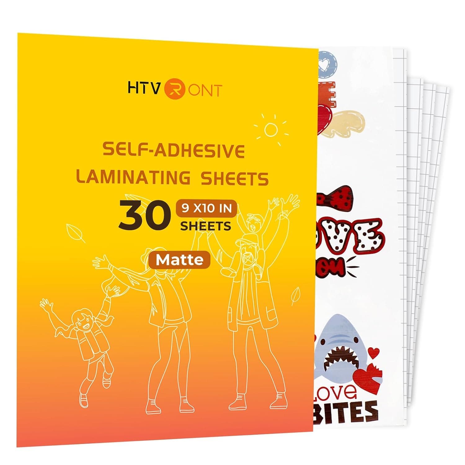 HTVRONT Self-Adhesive Laminating Sheets, 30 Pack, 9"x10", Matte | Back to School Supplies, Waterproof, No Machine Needed, Protective Film for Photos, Menus, and Documents