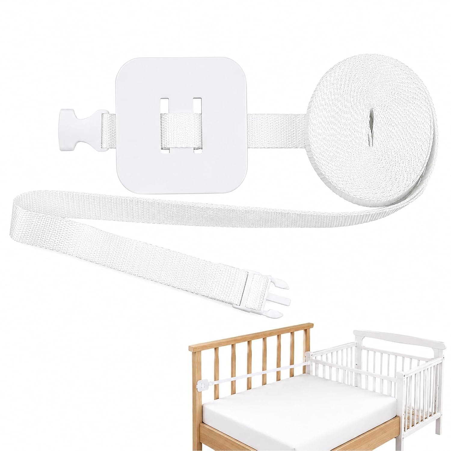Side Bed Attachment 8 m Strap for Baby Cot, Universal Strap, Side Bed, Box Spring Bed, Adjustable Side Bed Attachment, Baby Bed Accessories for Box Spring Beds Docking to the Adult Bed