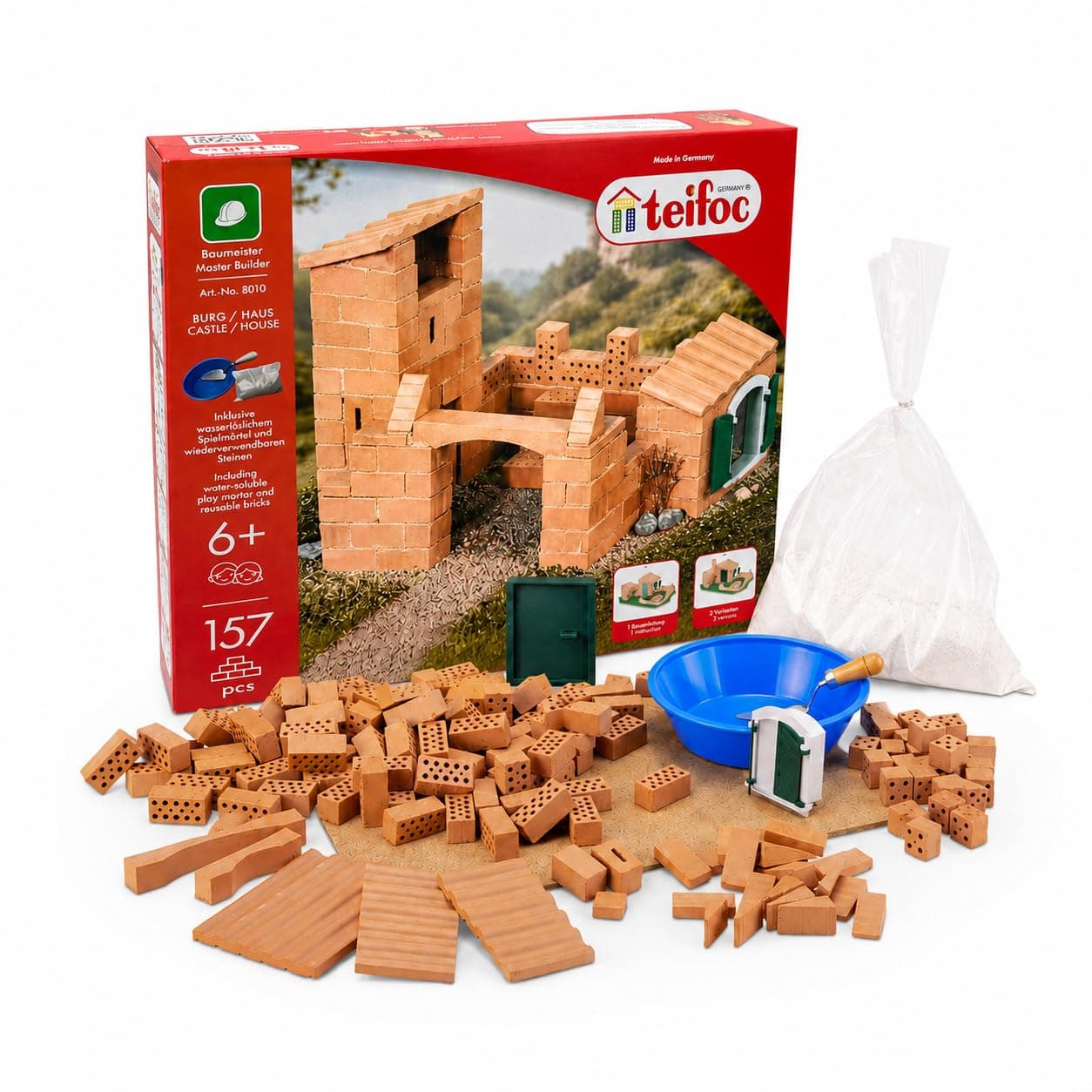 Teifoc Beginner Brick and Mortar Construction Set, 149 Building Blocks, Erector Set and STEM Building Toy