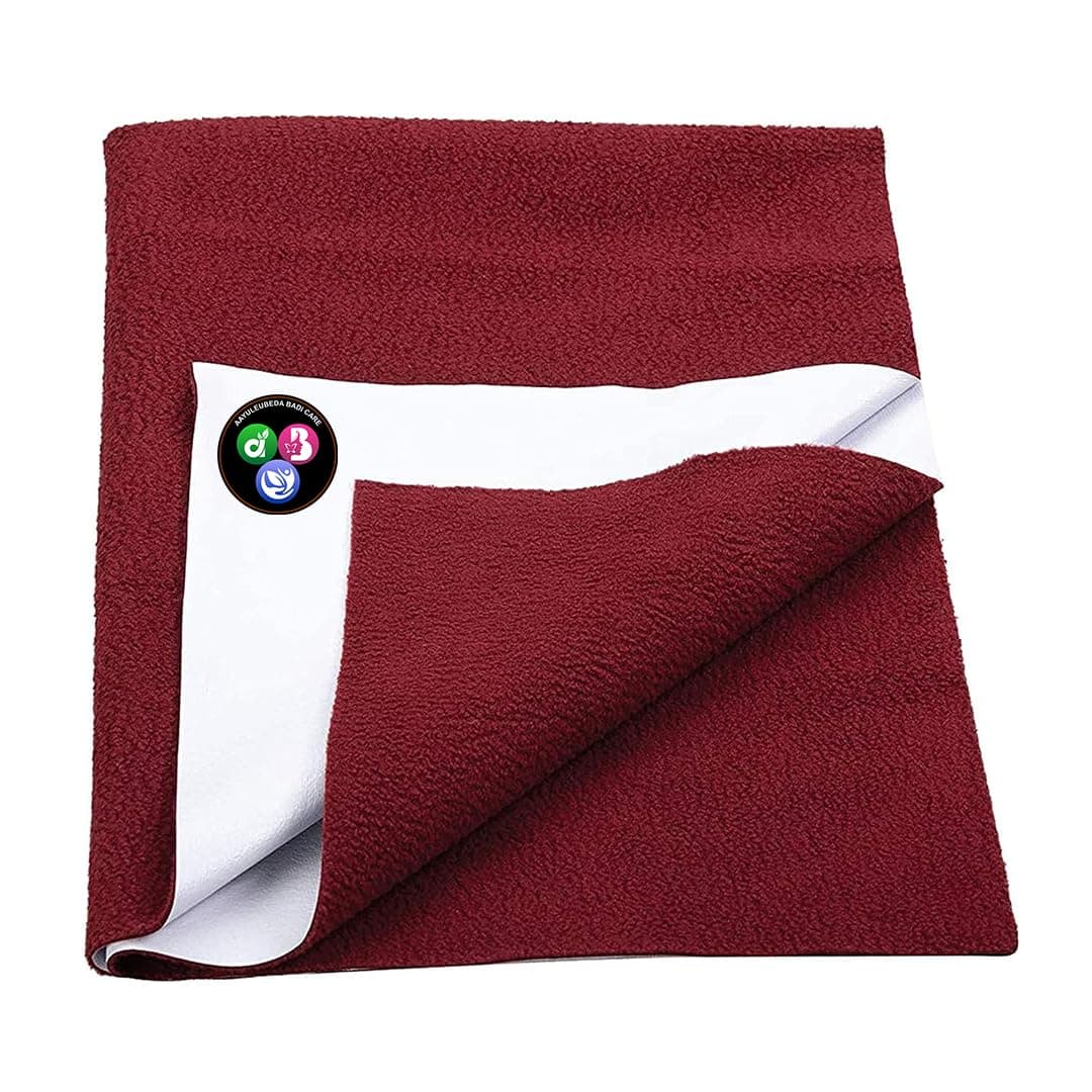 ABC Baby Care Dry Sheet Medium(M) Size 100x70cm, Anti-Piling Fleece Extra Absorbent Quick Dry Sheet for Baby, Baby Bed Protector, Waterproof Baby Sheet, Pack of 1,(Maroon)
