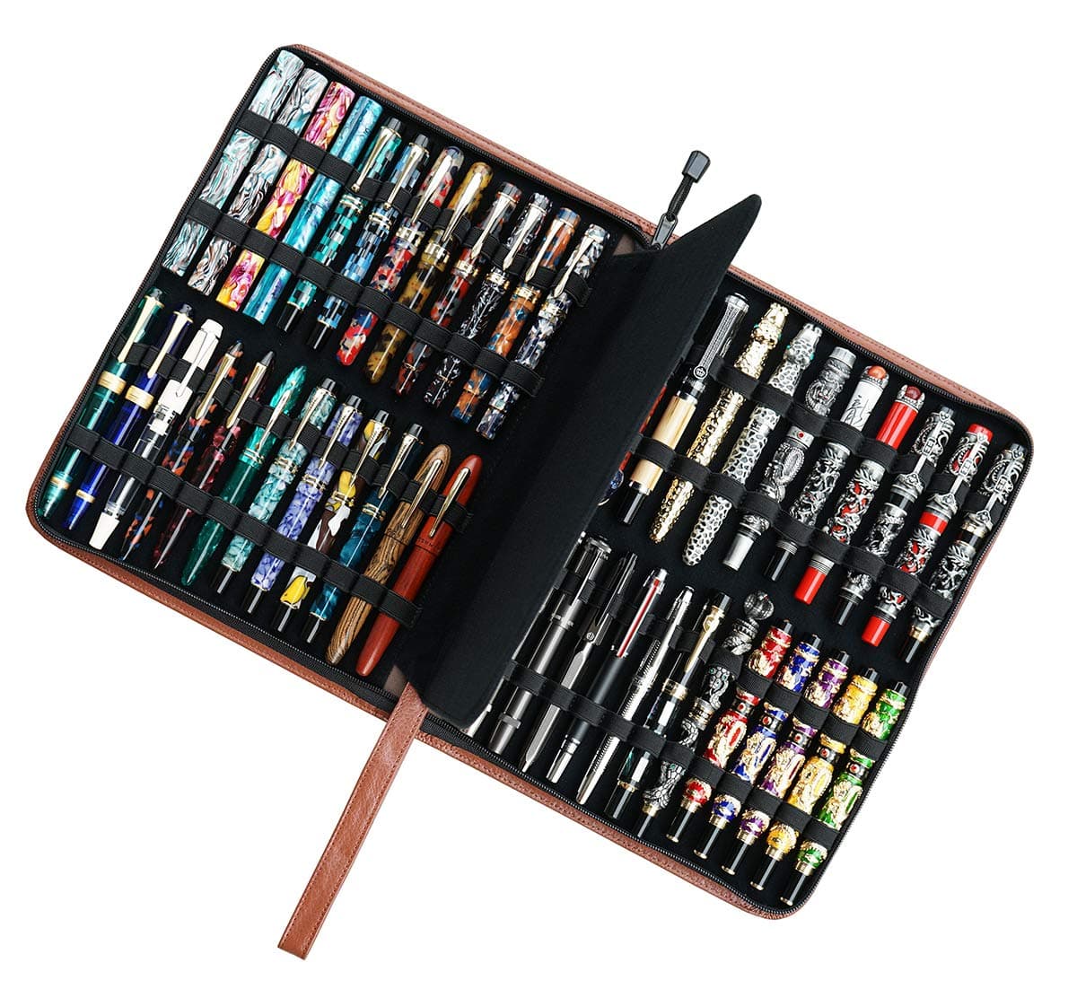 12 Slots Black Brown Grey Colours Pen Case EDK, Brown, 46 compartments, 1 Count (Pack of 1), Brown, 46 compartments