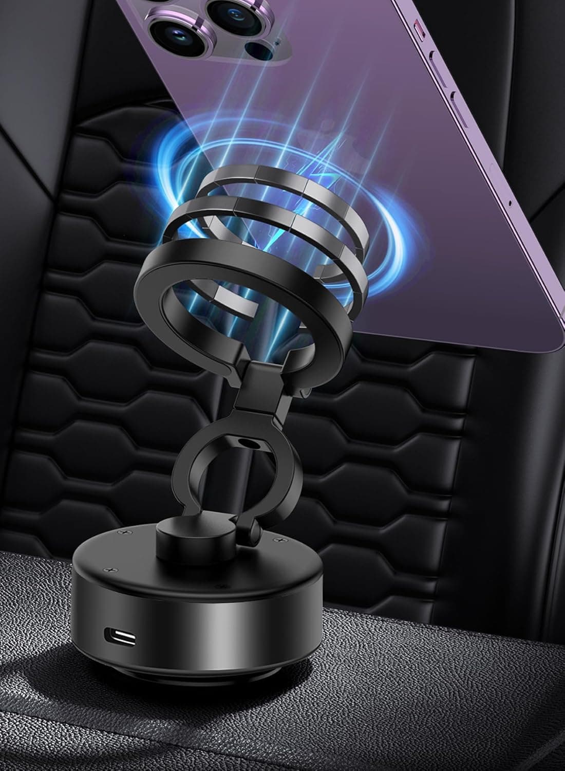 حامل موبايل مغناطيسي للسيارة من انفينو، حامل تابلوه قابل للطي بالشفط بتفريغ الهواء، عالمي 4.7-7 انش، قابل للتعديل 360 درجة، مقبض مغناطيسي قوي، خليط معدني من الالومنيوم المتين