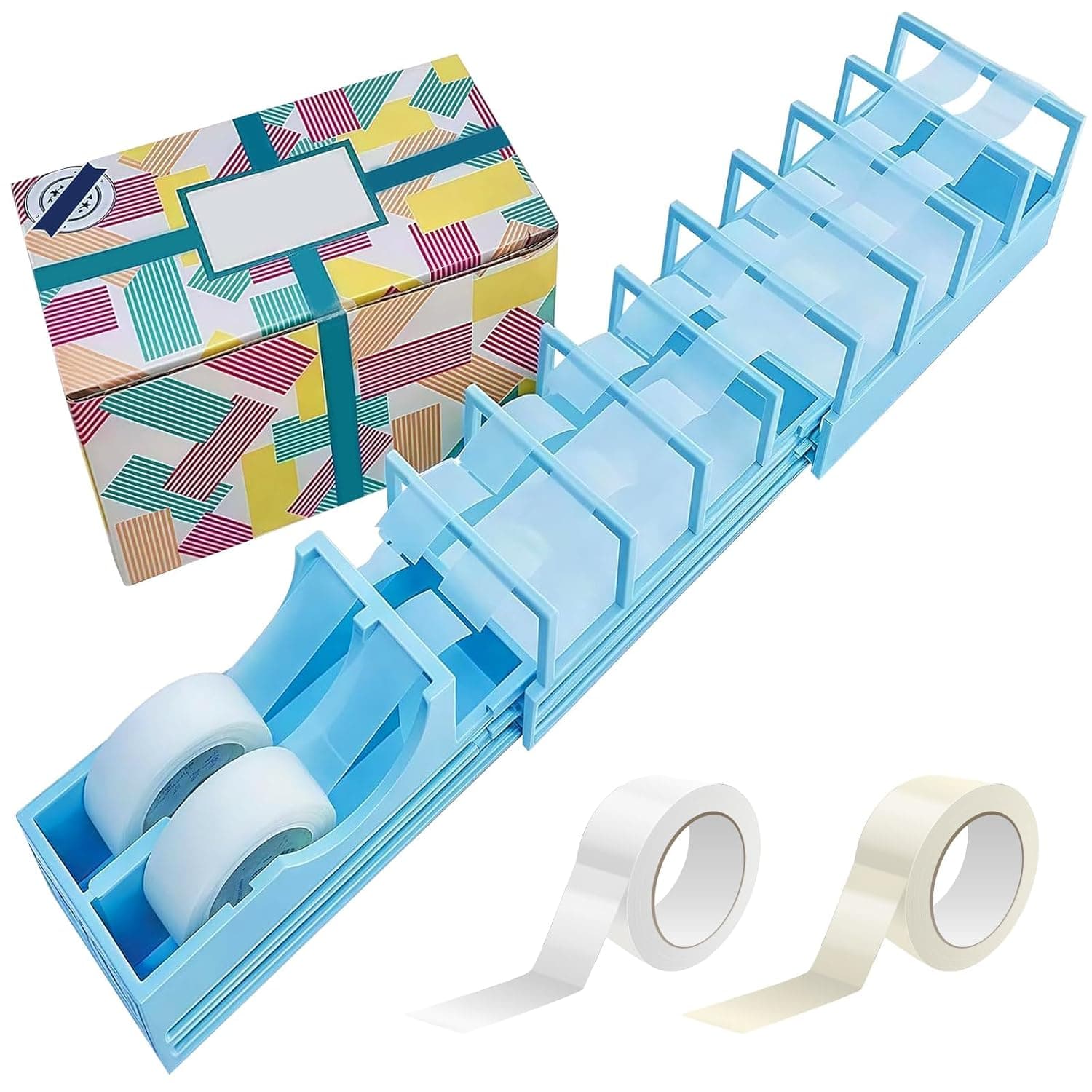 Blade-Free Fast Tape Dispenser - Heavy Duty Craft Tool for Gift Wrapping (18 Strips/Min) | Works with Standard/Washi/Double-Sided Tape | Compact & Safe for Kids (Office/Home/Studio)