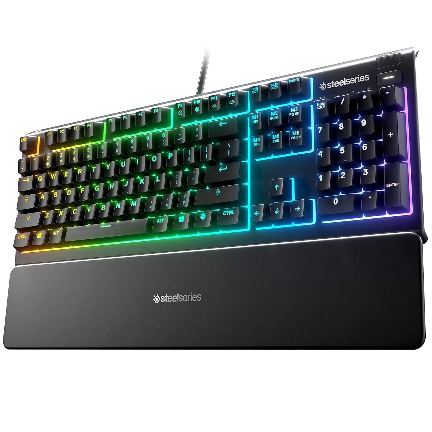 SteelSeries Apex 3 - RGB Gaming Keyboard - 10-Zone RGB Illumination - Premium Magnetic Wrist Rest - American QWERTY Layout, Black