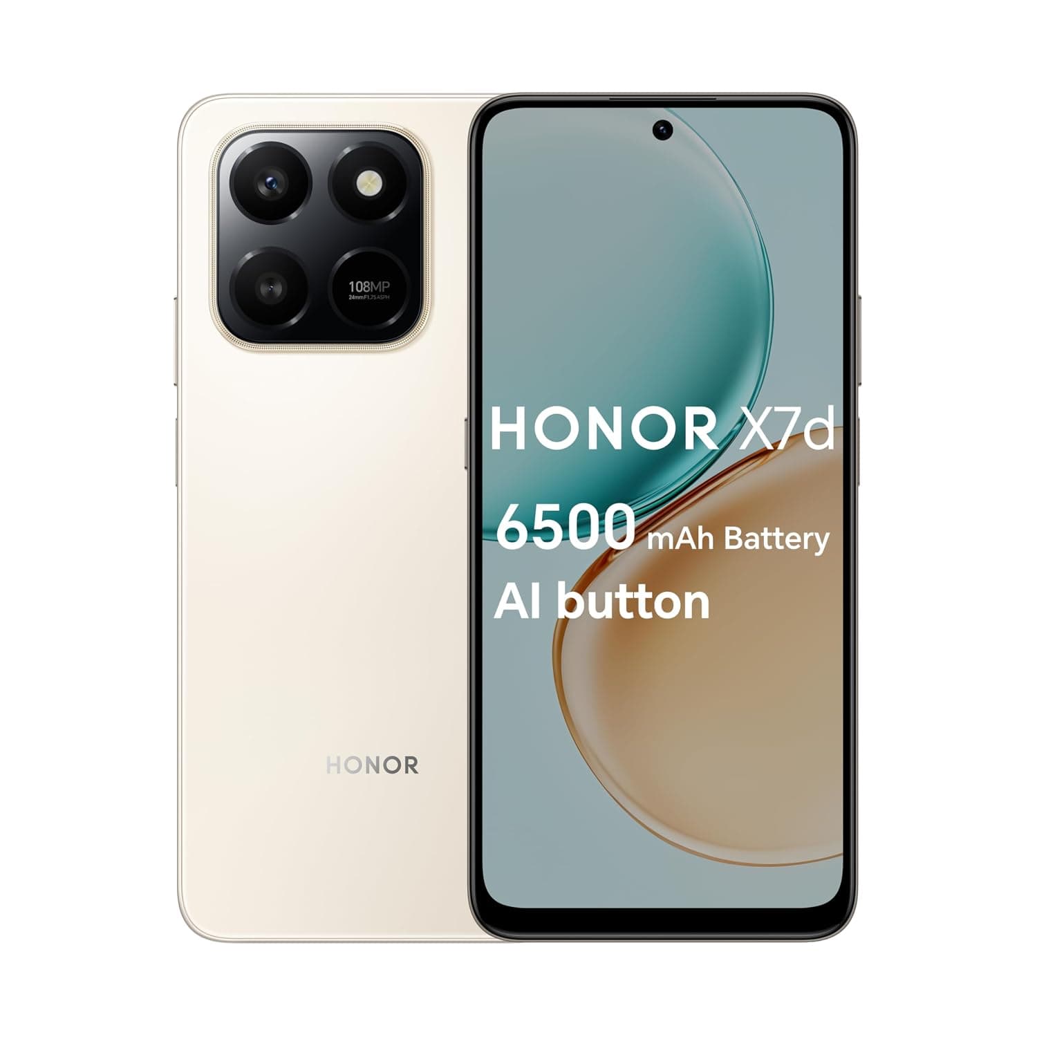 Honor X7d 4G Smartphone, 8GB RAM 256GB ROM, Dual SIM, 6500mAh Battery, 108MP Camera, 6.77" 120Hz Display, Desert Gold – Middle East Version