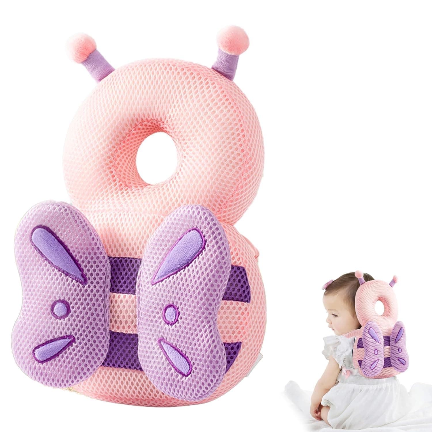 ZONEY Backpack Head Protector,Baby Head Protector,Baby Backpack Head Protector Head Cushion For Crawling,Head Safety Protector Pad Back Cushion,Toddler Backpack Safety Products (Pink)
