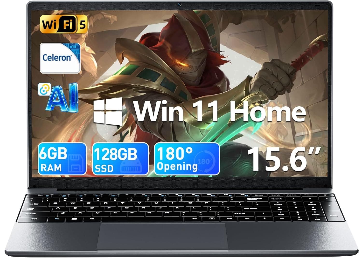 15.6 Inch Laptop with Office 365, 6GB RAM 128GB SSD, Quad-Core Processor, Win 11 Home Laptops Computer, IPS FHD, 180°Viewing, Type-C, WiFi 5, BT 4.2, Portable Thin Business Student Laptops