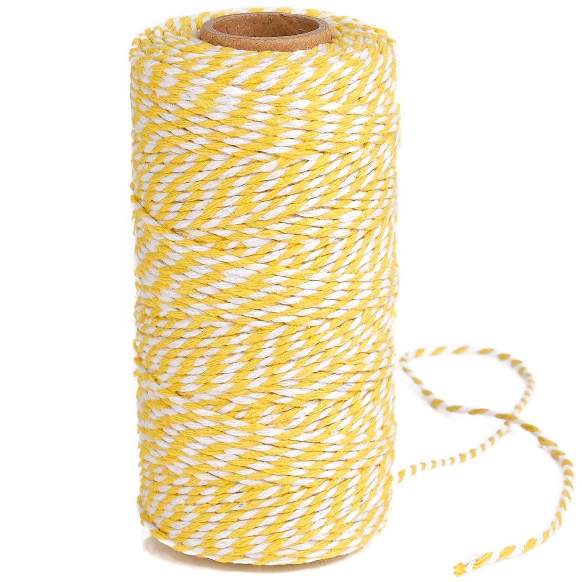 Eison Holiday Twine Wedding Twine Cotton Bakery String Yellow and White Twine Rope Cord for Wedding and Holiday Gift Wrapping, Arts Crafts 328 Feet
