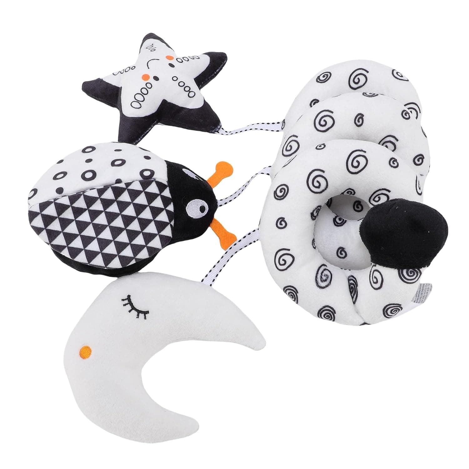 Eacam Baby Stroller Hanging Toy Black White Rattles Toy for Crib Mobile, Adorable Design, Suitable for Infants, Lightweight Portable