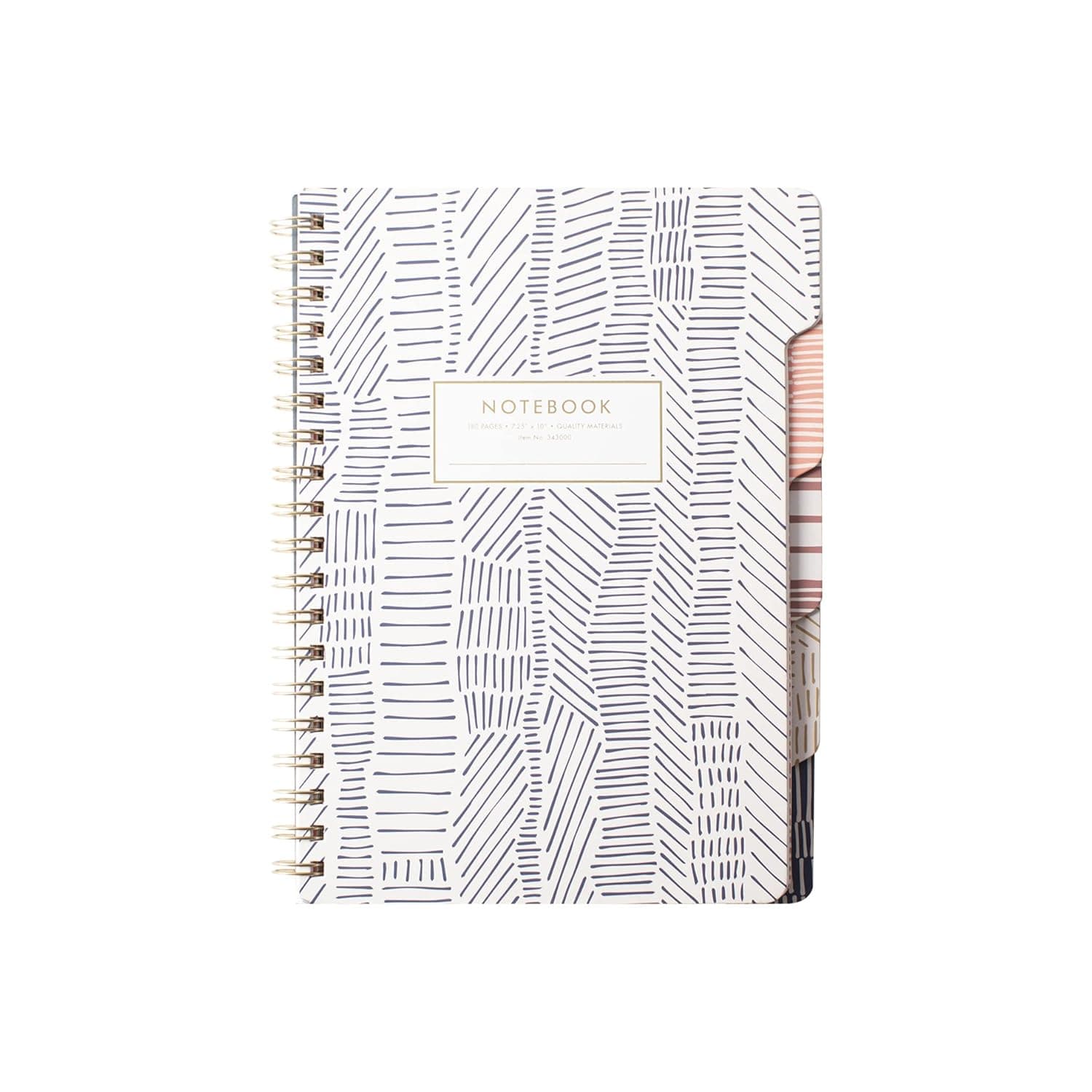Fringe Studio Large Tab Notebook,Tribal Lines, Flexible Paperback Cover, College Ruled, 5 Subject/Die-Cut Dividers, 7.25" X 10", 180 Lined Pages (343007), Multicolor