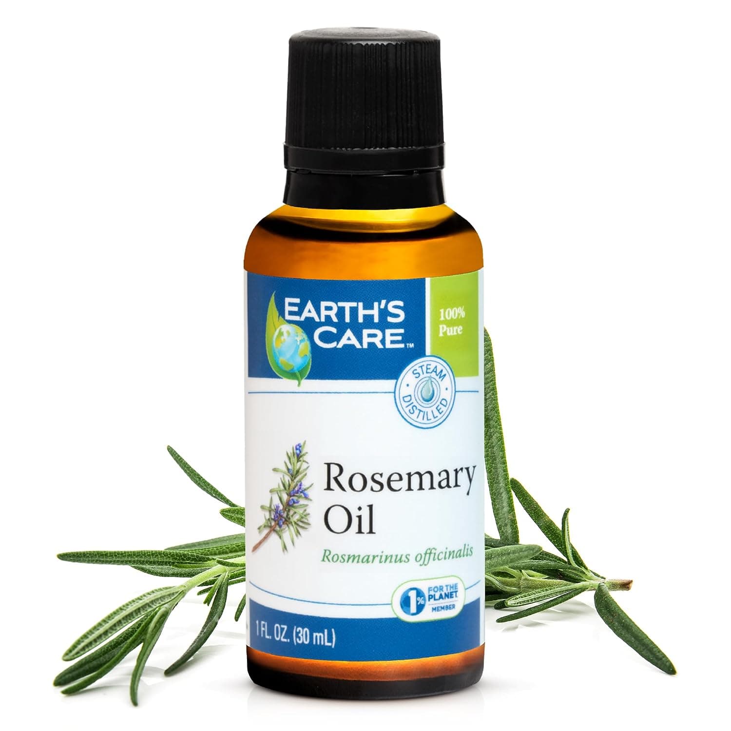 Earth's Care Pure Rosemary Essential Oil, Steam-Distilled, 1 FL. OZ.