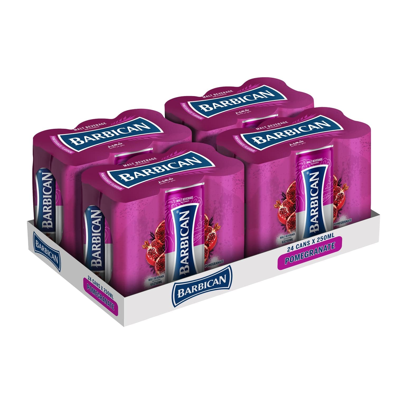 Barbican Pomegranate Flavored Carbonated Malt Beverage Non-Alcoholic Beer Can, 24 X 250 ml - Pack of 24