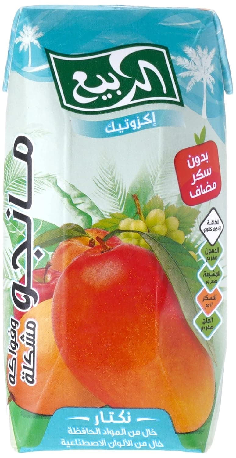 Al Rabie Mango and Fruit Cocktail Juice 200 ml, 18 Pack