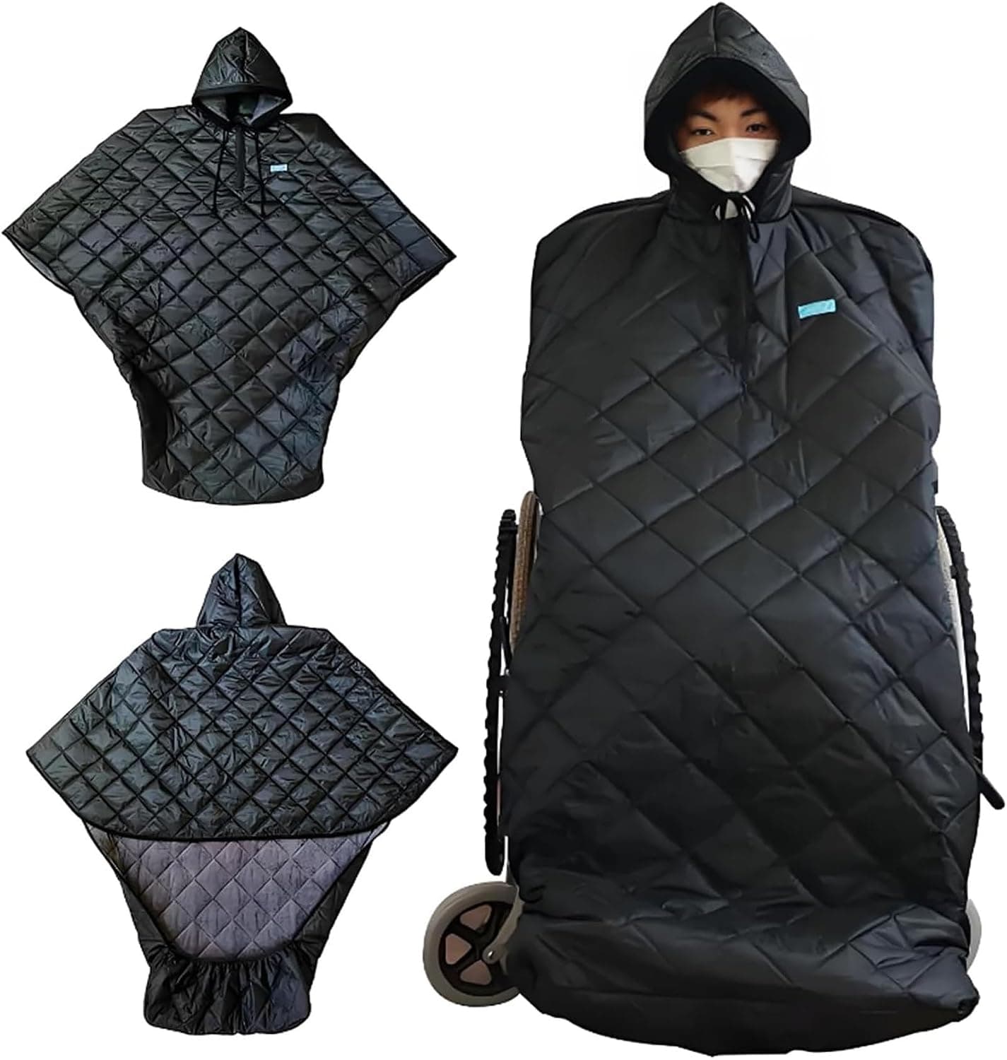 Winter Wheelchair Warmer Blanket,Waterproof Windproof Wheelchair Cape with Hat,Wheelchair Full Body Cover Poncho,Thick Warm Fleece Lined Knee Blanket for Wheelchair, Recliner & Chair