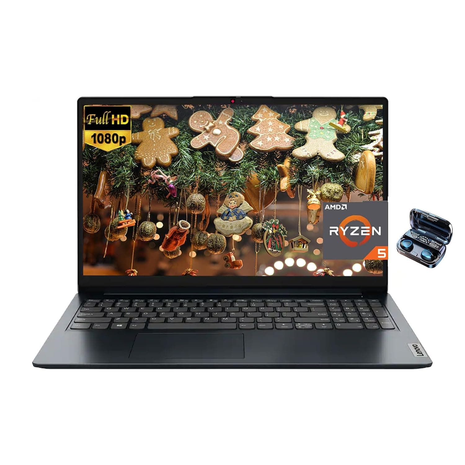 Lenovo IdeaPad 15.6" Laptop, FHD (1920x1080) TN 220nits Anti-Glare Display, AMD Ryzen 5 7520U, 8GB LPDDR5 RAM, 256GB SSD, AMD Radeon 610M Graphics, Windows 11 Home, Abyss Blue, EAT Wireless Earbuds