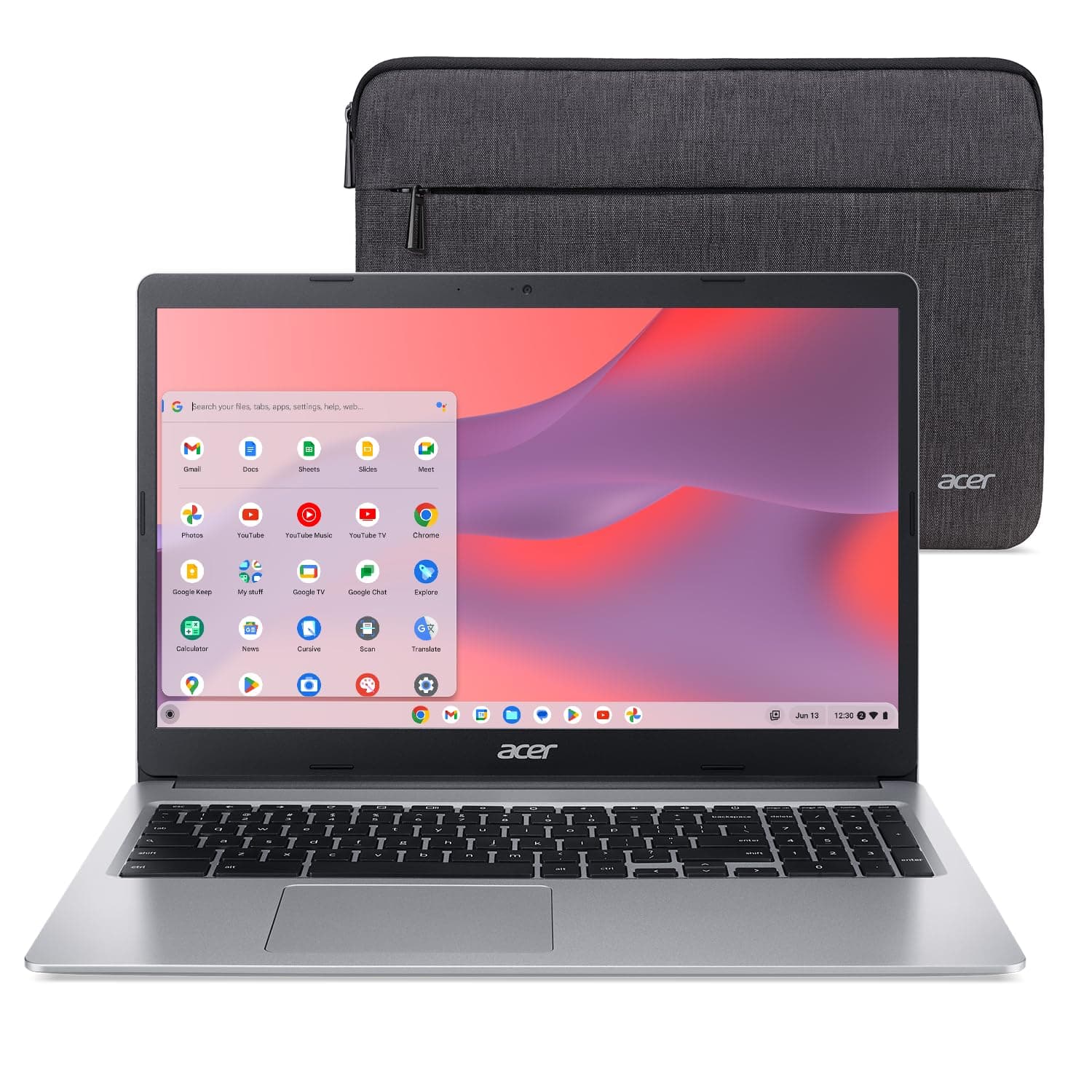 acer Chromebook 315 CB315-3H-C0VT Laptop | Intel Celeron N4000| 15.6" HD (1366 x 768) Display | 4GB LPDDR4 | 128GB eMMC | Intel Wireless 802.11ac Gigabit Wi-Fi | Chrome OS | Sleeve | Pure Silver