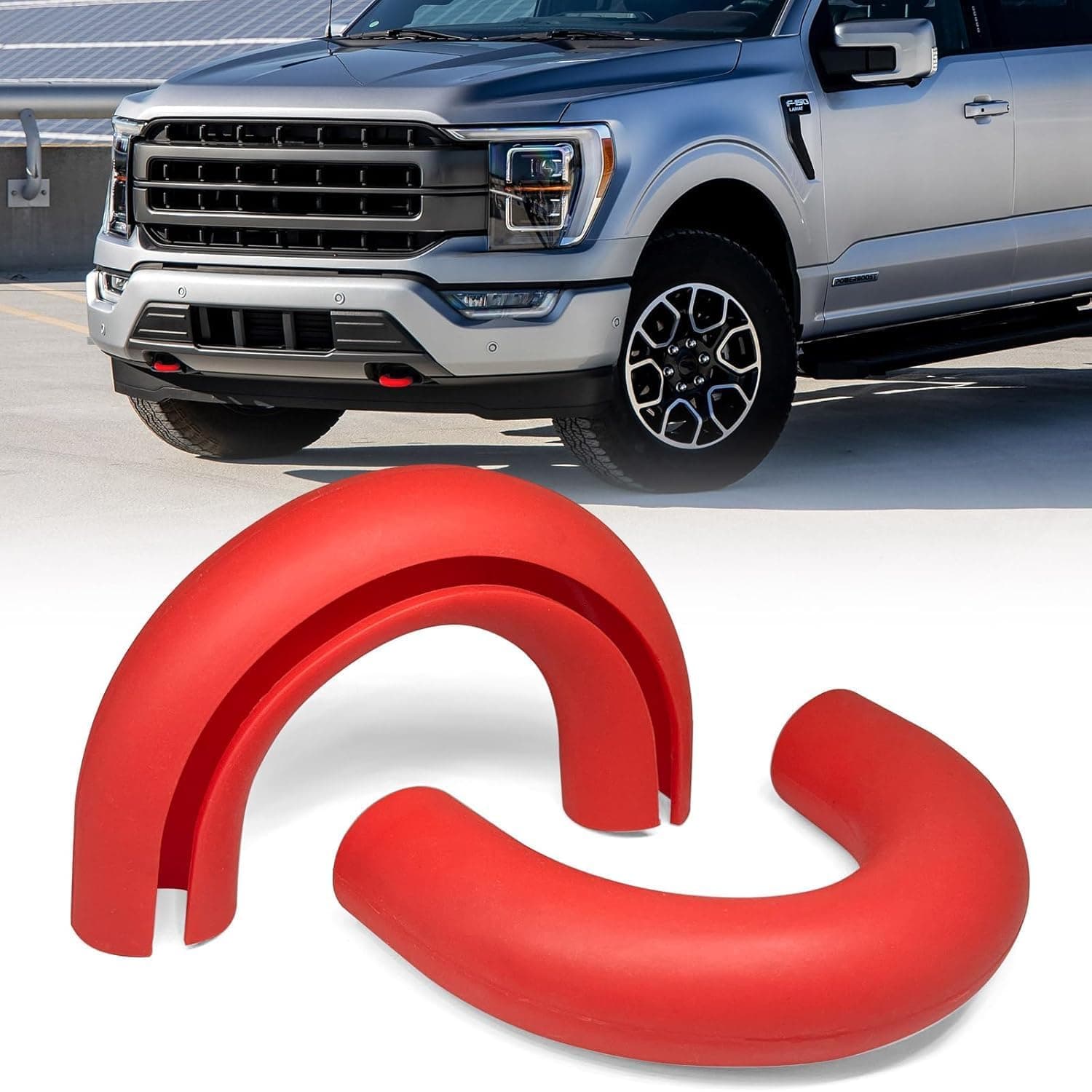 اغطية خطافات سحب متوافقة مع سيارة فورد F150 2004-2025 فورد برونكو 2021-2024 تويوتا توندرا 2017-2021، ملحقات خطاف حمراء خارجية للسيارة، قطعتين من بوكيلا