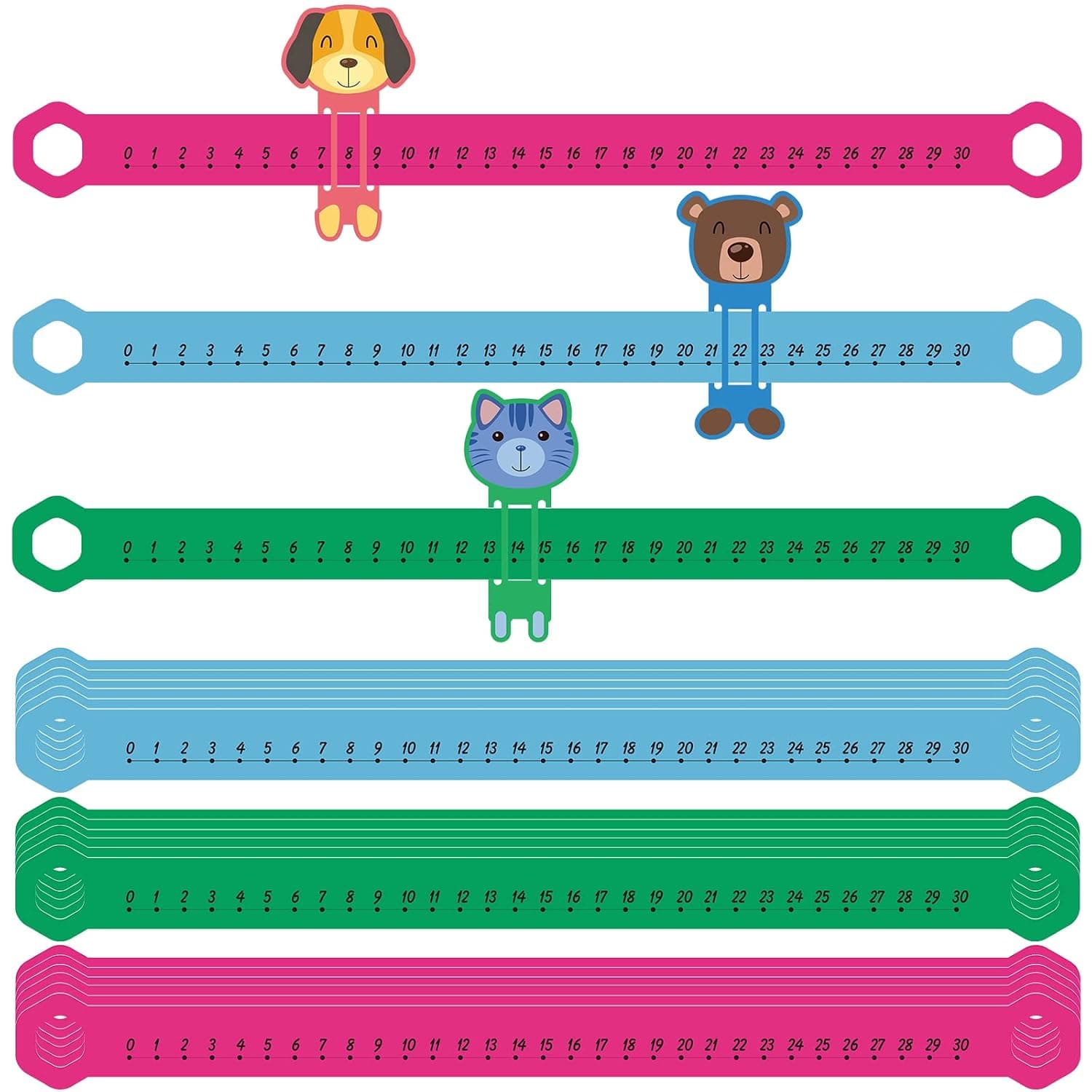 Eersida 24 Pcs Slide and Learn Number Line 0-30 Students, Bright Colors