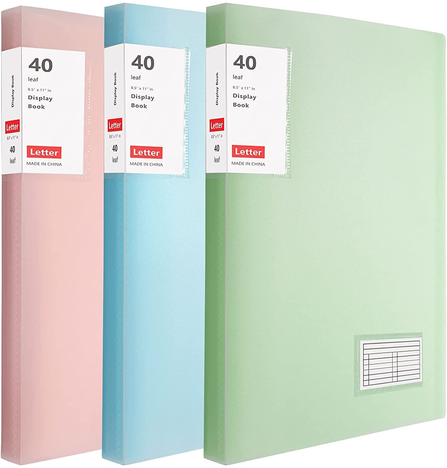 Binder with Plastic Sleeves 8.5x11" 3 Pack, 40-Pocket Bound Presentation Book with Sheet Protectors, Displays 80 Letter Size Pages for 8.5x11 inch Paper,Portfolio Binder Folder with Clear Sleeves