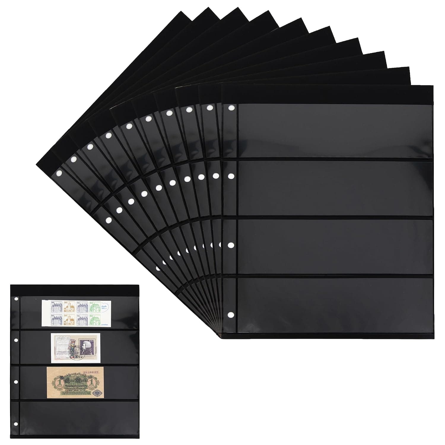 10 Prophila Double-Sided stocksheets, 4-Way Division, 4 Pockets