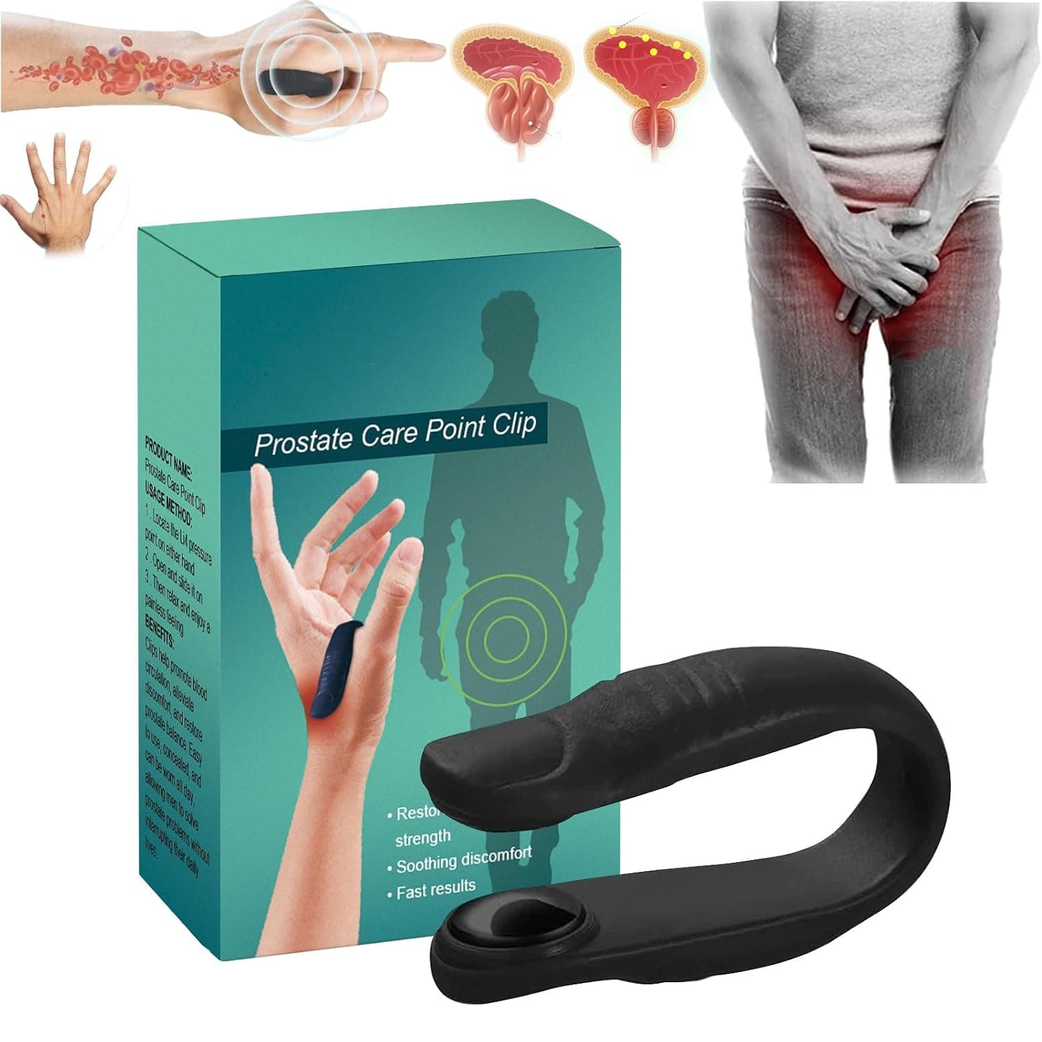 Prostate Care Point Clip, Prostate Care Acupressure Point Clip for Men, Prostate Health Treatment Point Clip, Prostate Pain Relief, LI4 Acupressure Point Clips Relieving Discomfort (1PCS)