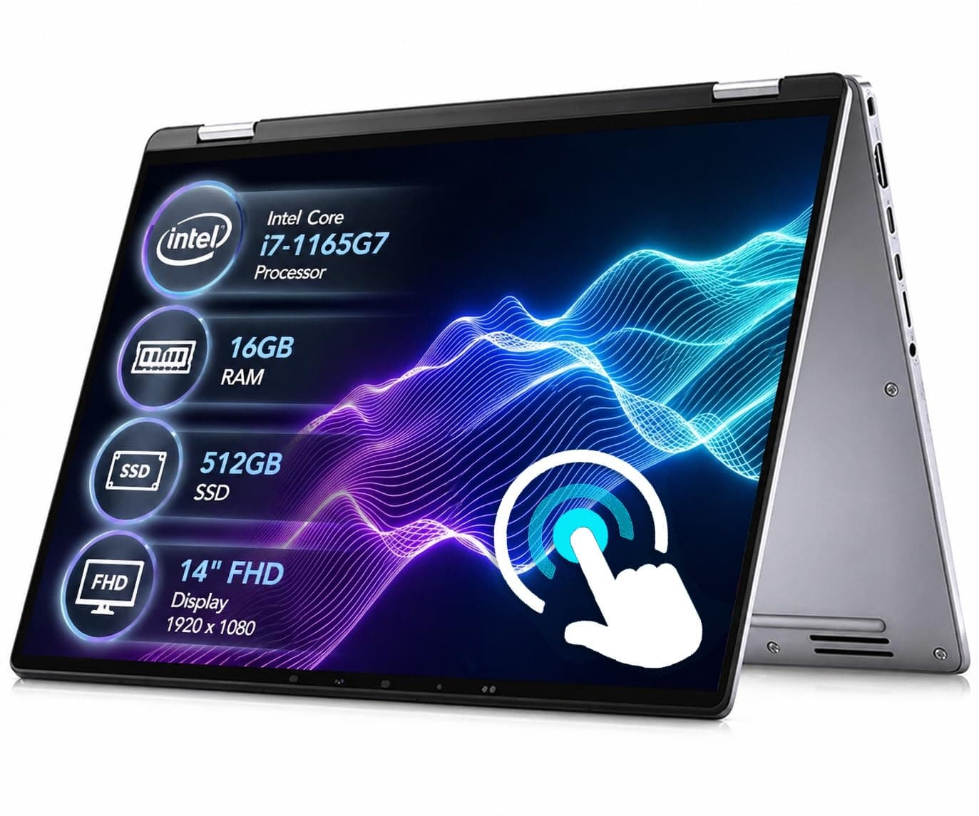Dell Latitude 7420 2-in-1 Touchscreen Laptop, 14" FHD (1920×1080), Intel Core i7-1165G7, 16GB RAM, 512GB SSD, Silver, Windows 11 Pro (Renewed)