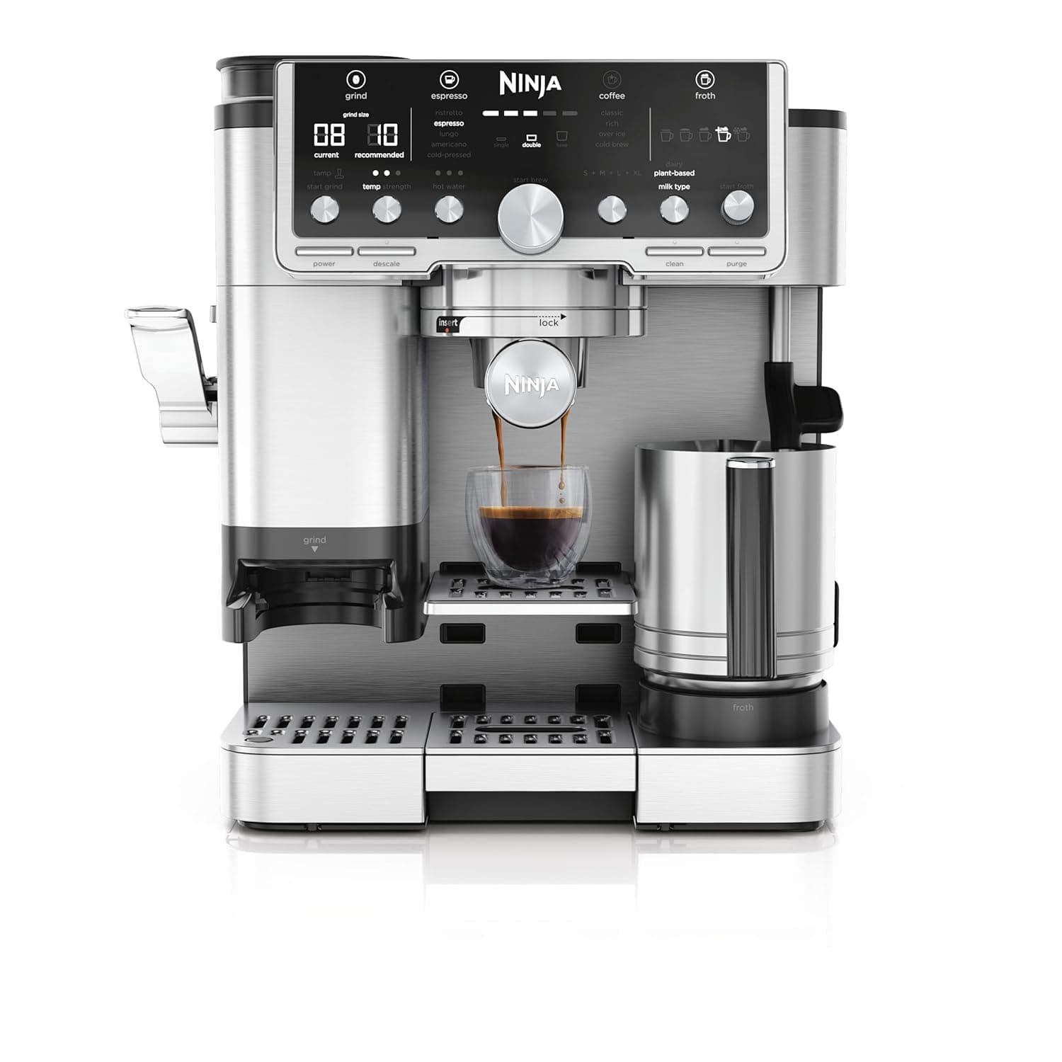 Ninja Luxe Pro 3-in-1 Coffee Maker, Latte, Cappuccino, Cold Coffee Maker and Espresso Machine with Built-in Bean Grinder and Milk Frother, Easy to Use, 5 Foam Presets