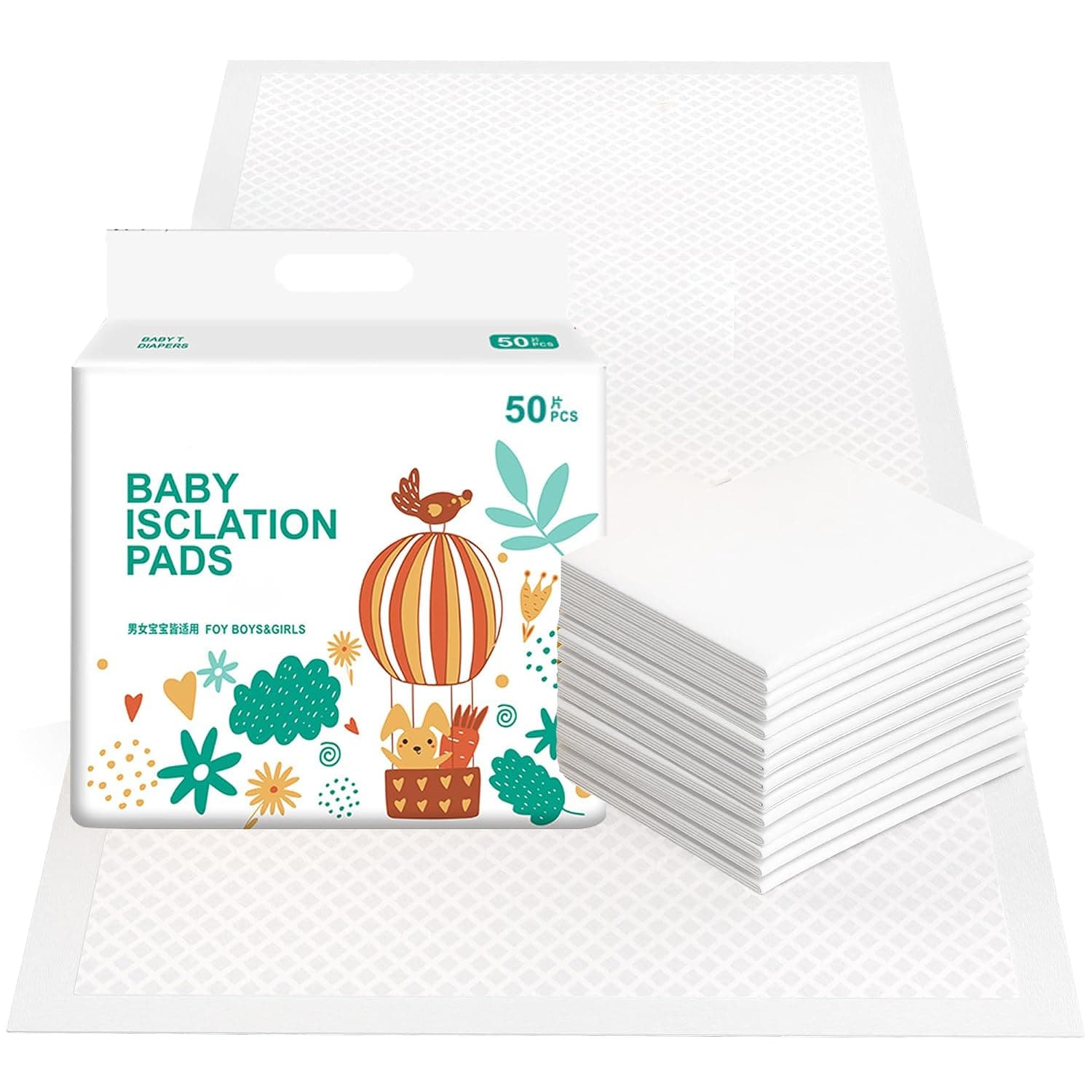 Disposable Changing Pads for Baby, 50 Pack, Disposable Changing Pad Liners, Waterproof Underpad Liners, Ultra Absorbent and Breathable Diaper Changing Mat, Super Soft, 60 x 45 cm