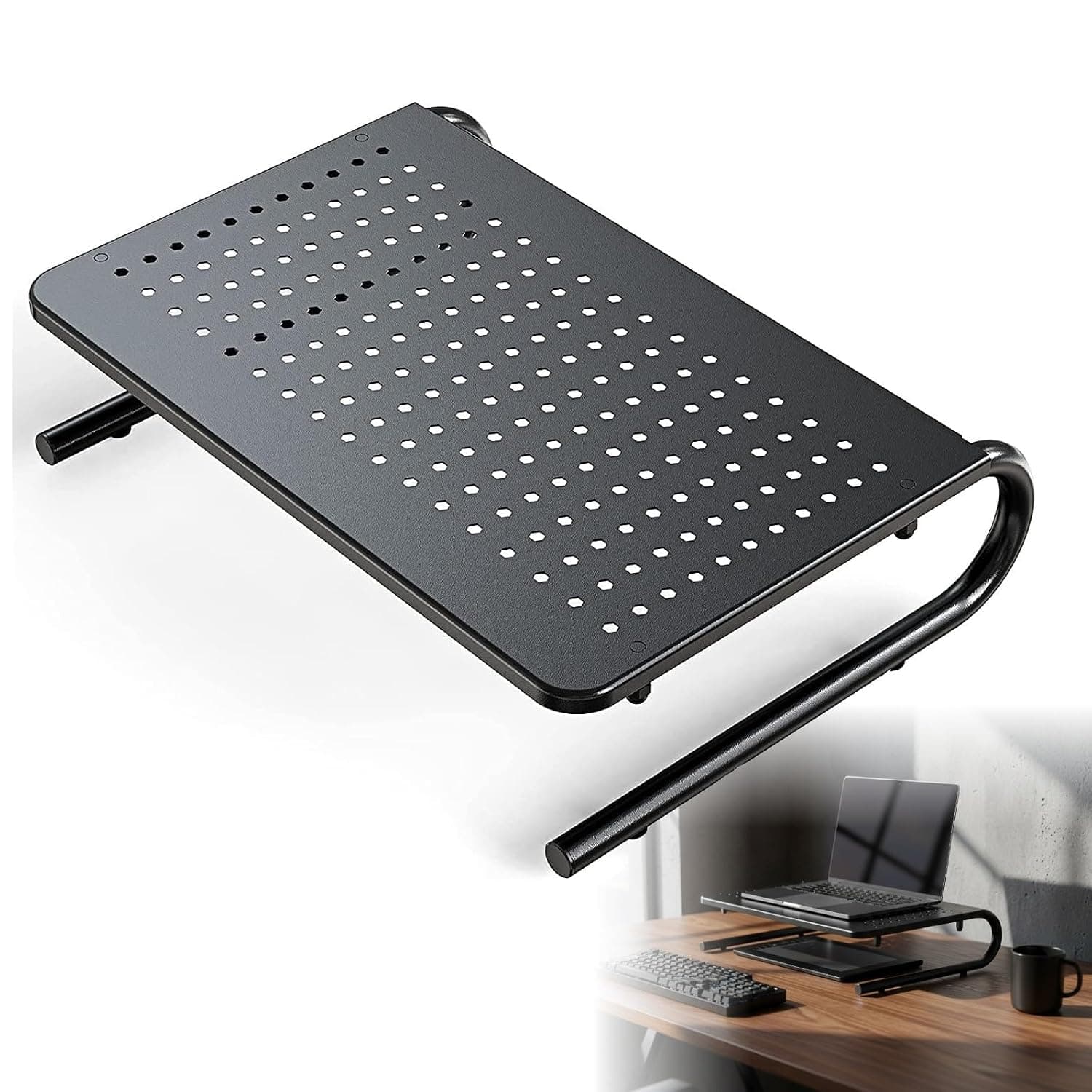 Monitor Stand Riser for Desk, Computer Desk Holder, Desktop Vented for Screen Desk Organizer, Monitor, Laptop, PC, Printer, Laptop Stand Riser with Storage Drawer for Office, Home, Desk