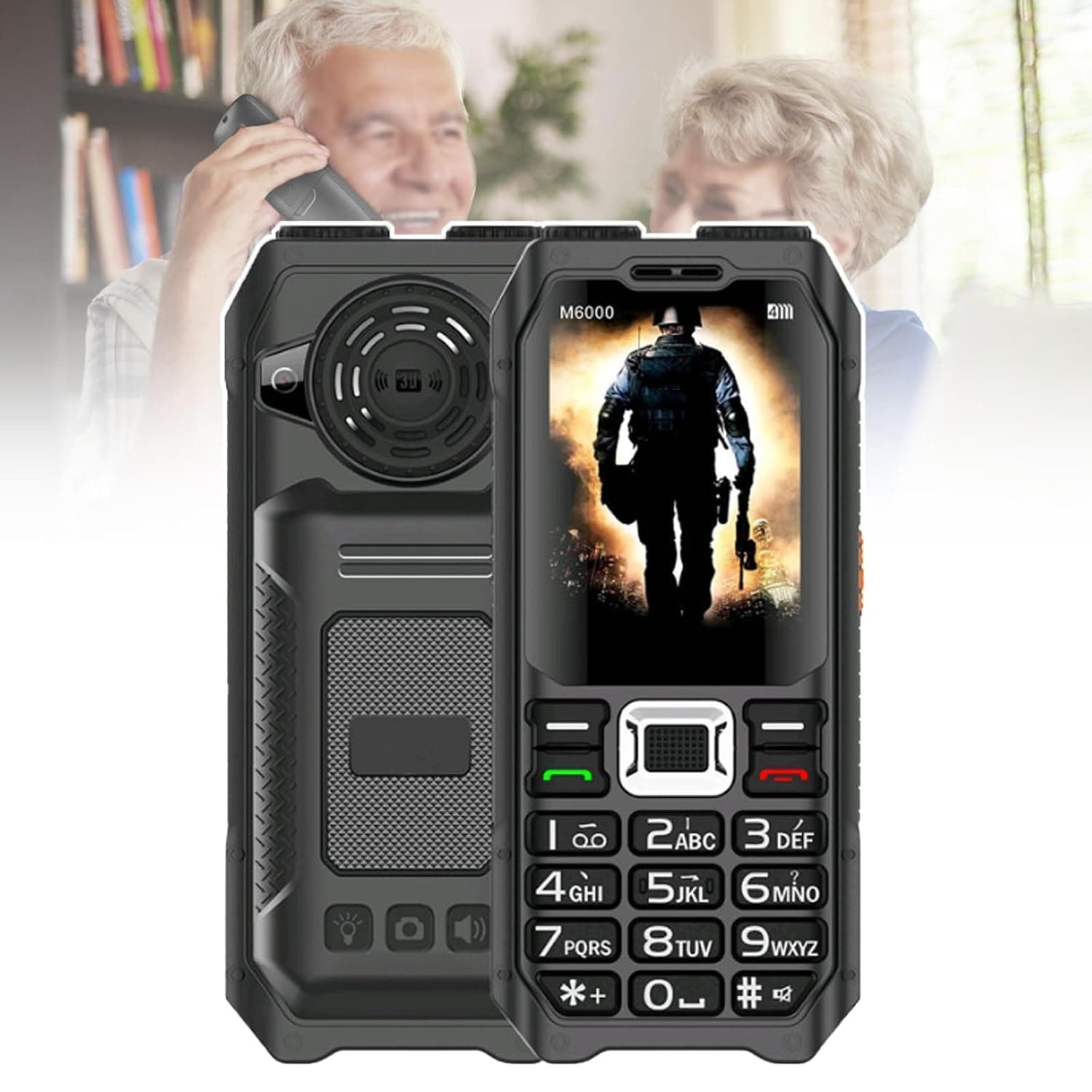 Basic Mobile Phone for the Elderly, Large Keyboard, Large Fonts, Large Display, Large Speakers, Waterproof/Anti-Fall, Rich in Functions, Easy to Use,Black