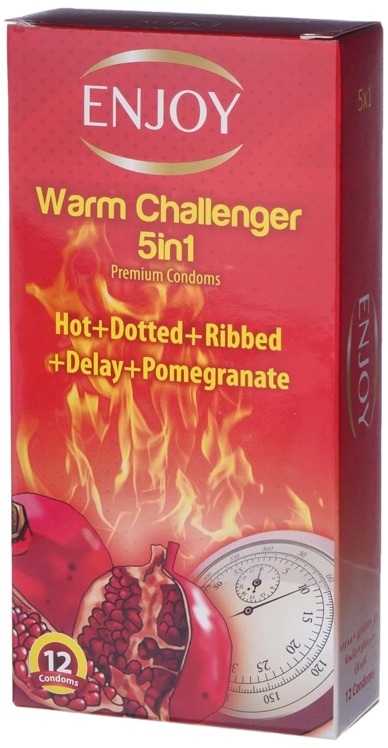 Enjoy premium condom - warm challenger 5in1, 12 pieces