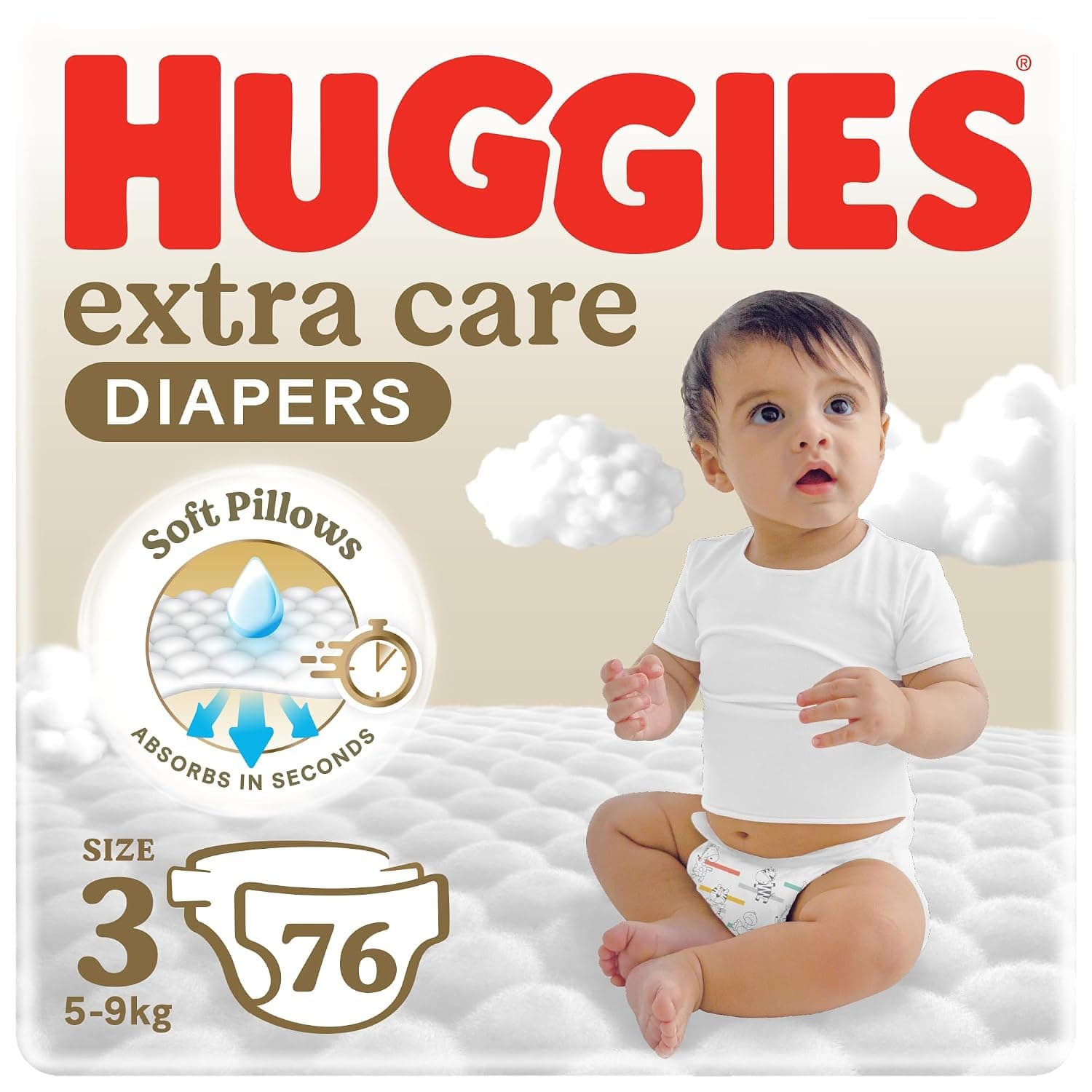 Huggies Extra Care Open Diaper Size 3 (5-9 KG) 76 Diapers