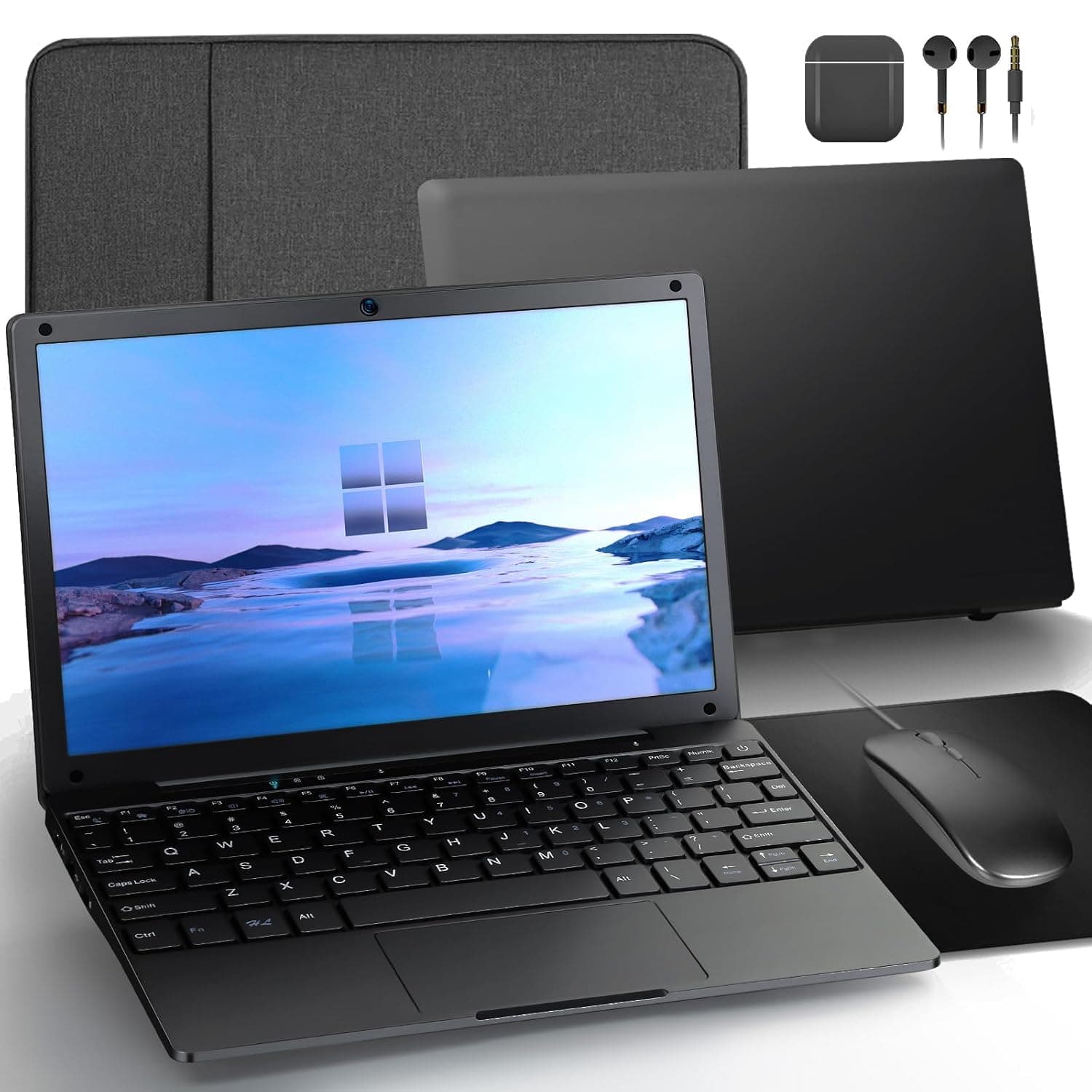 G-Anica Laptop Computer, win11 Laptop, 8GB+128GB, Celeron Dual core Processors, 10" Laptops, Bluetooth WiFi Webcam HDMI, and Laptop Bag,Mouse, Mouse Pad, Headphone（Grey）