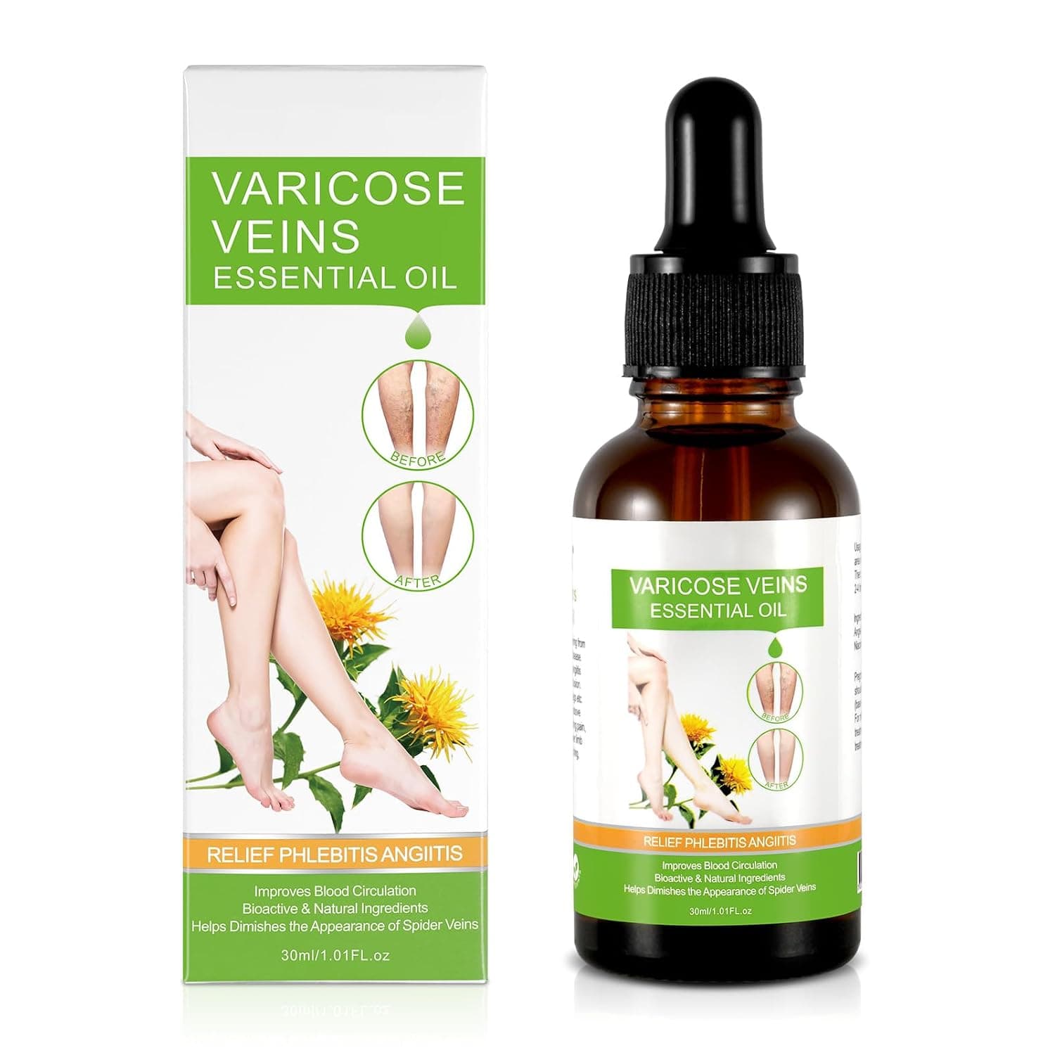 Varicose Veins Essential Oil, Spider Vein Removal Oil for Legs, Natural Varicose Veins Treatment Oils 30ML