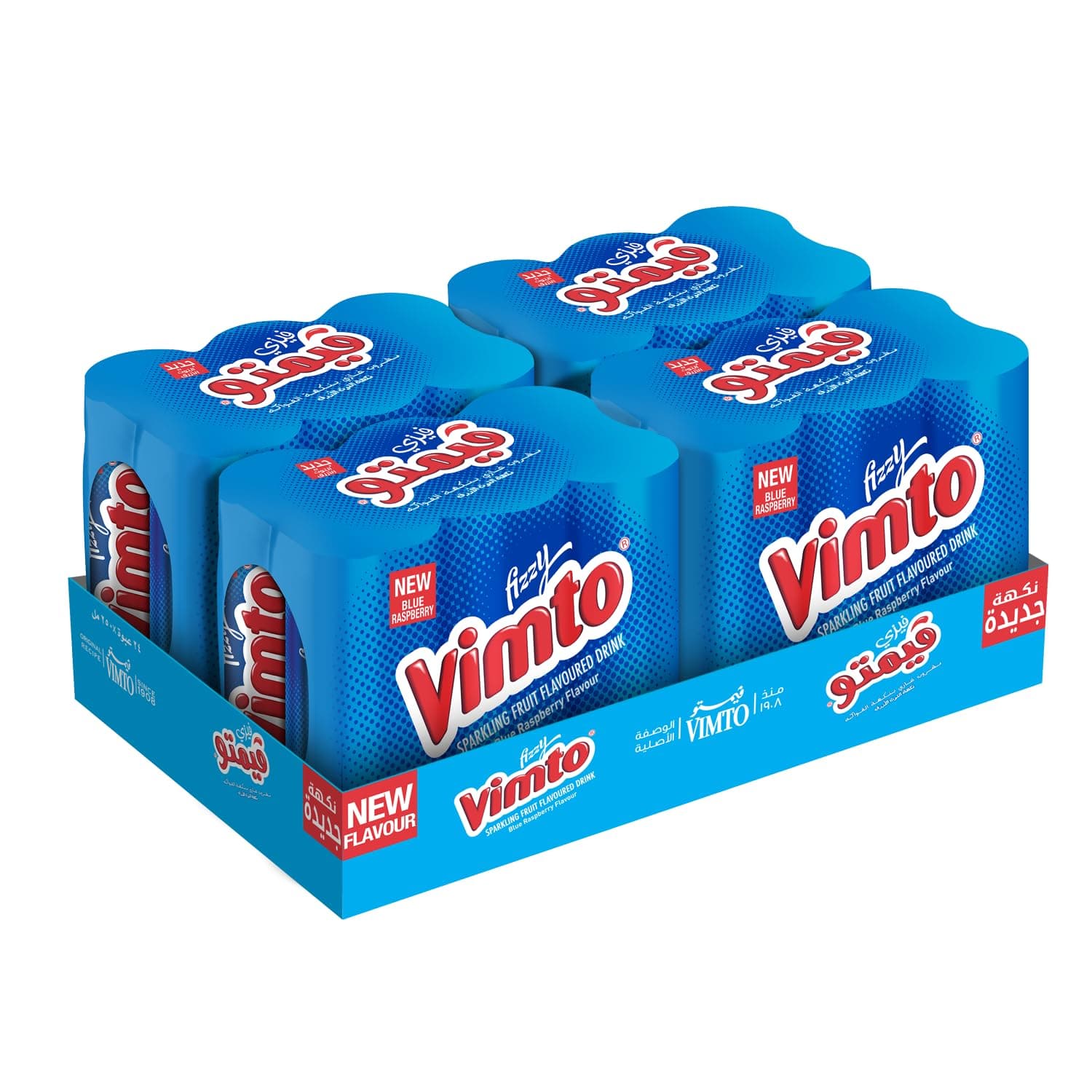 Vimto Fizzy Blue Raspberry Fruit Flavoured Sparkling Drink 250ml Can x Pack of 24