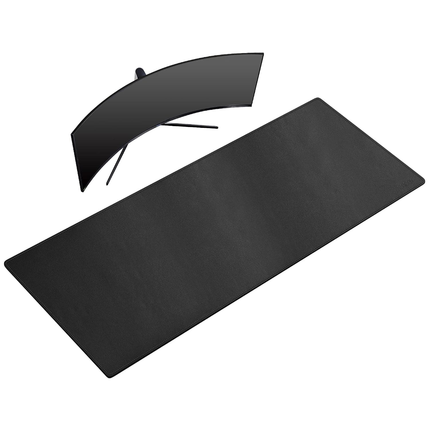 Cacoy 59" x 27.5" Leather Desk Mat, Mega Size PU Leather Full Desk Mousepad, XXXL Large Computer Mouse Pad, Executive Desk Writing Mat Protector, Waterproof Desk Blotter Pad for Office & Home (Black) | Leather Desk Protector for Office Large Water-Resistant Keyboard Gaming Mouse Pad Extended Non-Slip Stitched Edge Writing Pad