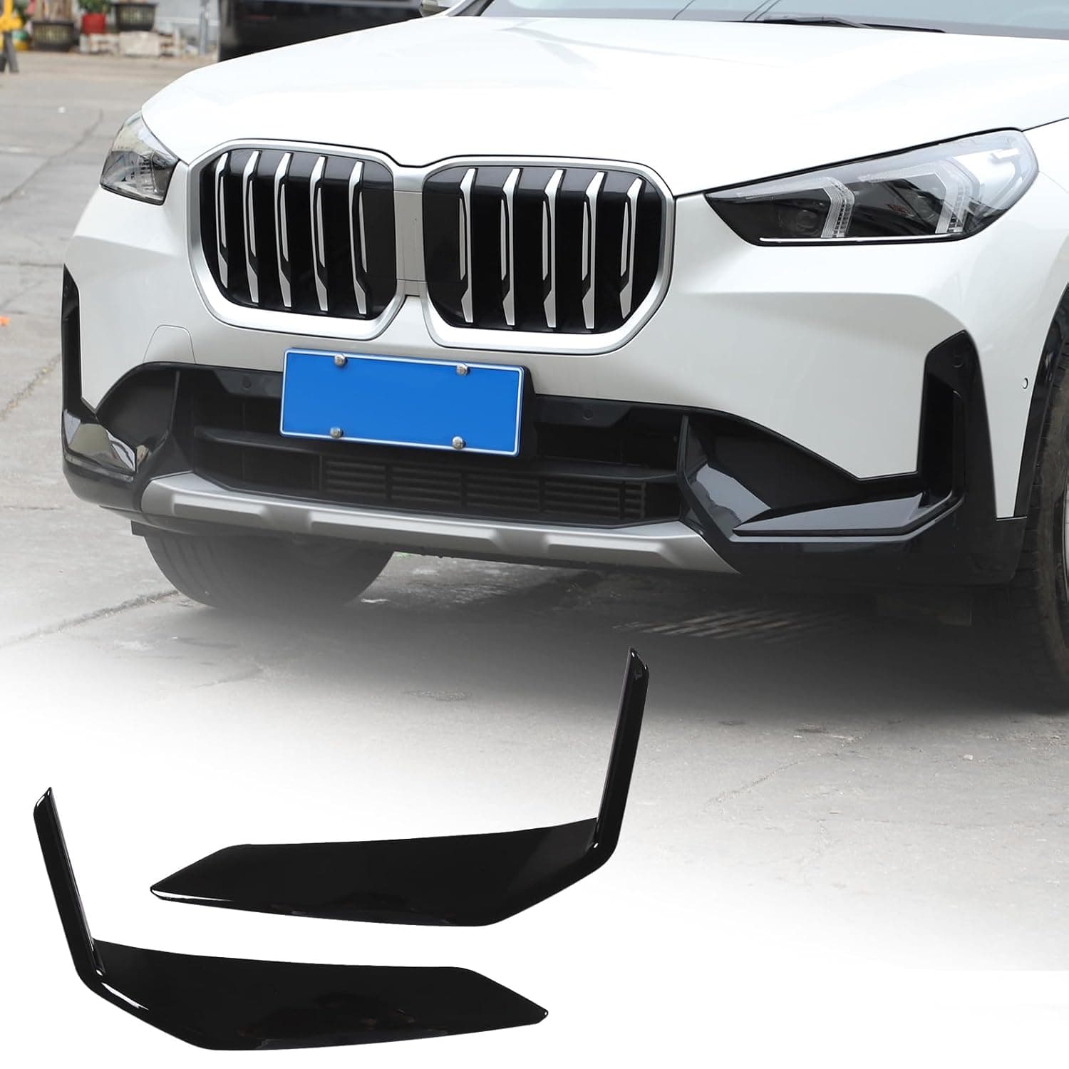 Car Front Bumper Decorative Sticker Decal Exterior Accessories Compatible with BMW X1 U11 2023 2024 Anti-Scratch Protective Cover for Front Side Bumper (ABS,Piano Black)