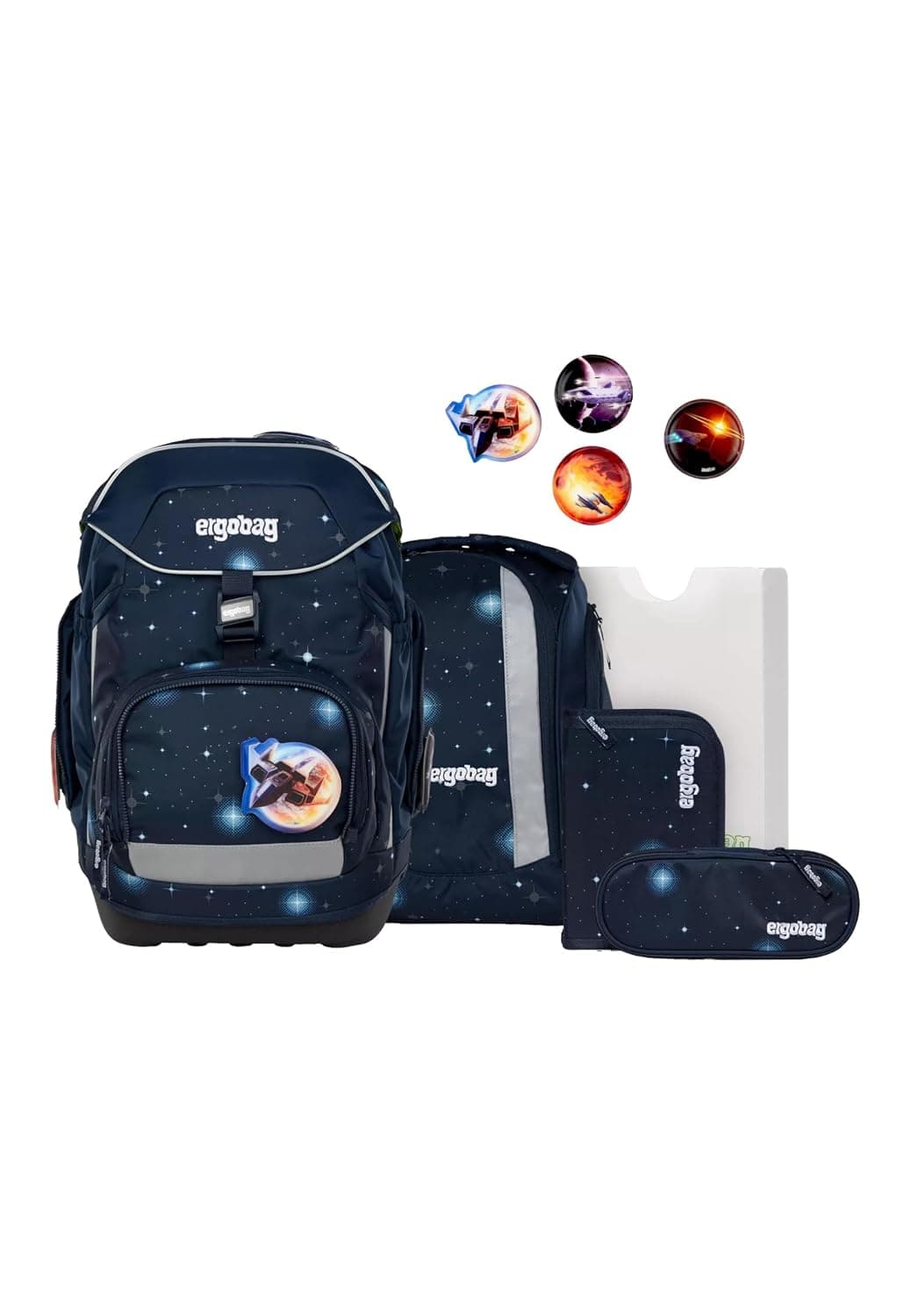 ergobag Pack Set Ergonomic School Backpack Flexible 6-Piece Set 1st Class Primary School for Girls and Boys