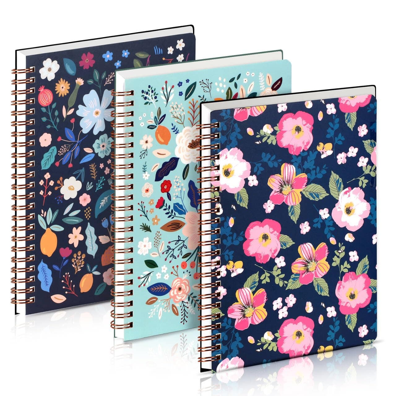 3 Pack Spiral Notebook, A5 3 Colors 240 Pages Hardcover Spiral Journal and Notebook, Cute College Ruled Journals for Studying, Note Taking Journals, Office School Supplies Aesthetics