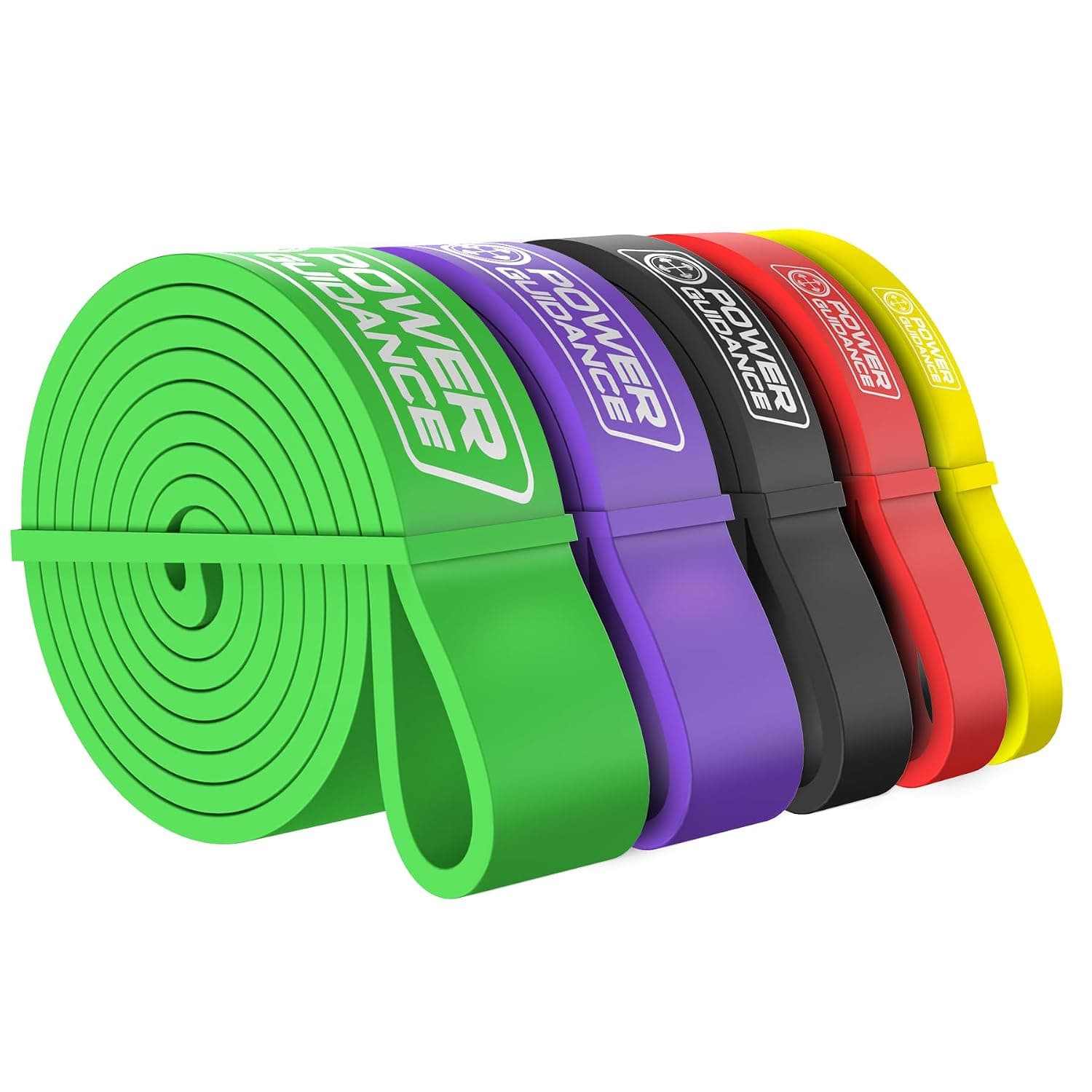 POWER GUIDANCE Resistance Bands, Resistance Bands for Strength Training Including Carrying Bag, Pull Up Fitness Bands, Strength Training Bands for Fitness (5 set (Yellow+Red+Black+Purple+Green))