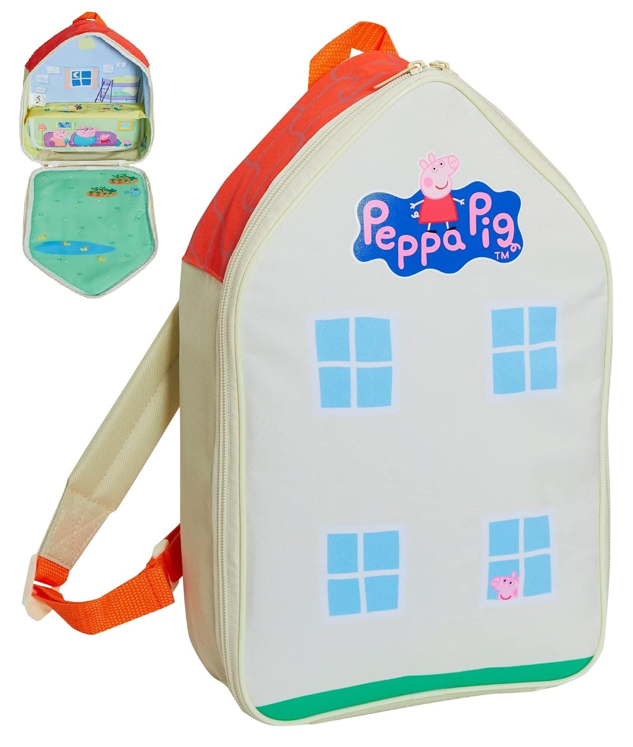 Peppa Pig Playhouse Backpack with Full Interior and Folding Shelf Kids Nursery Rucksack Travel Toy Bag