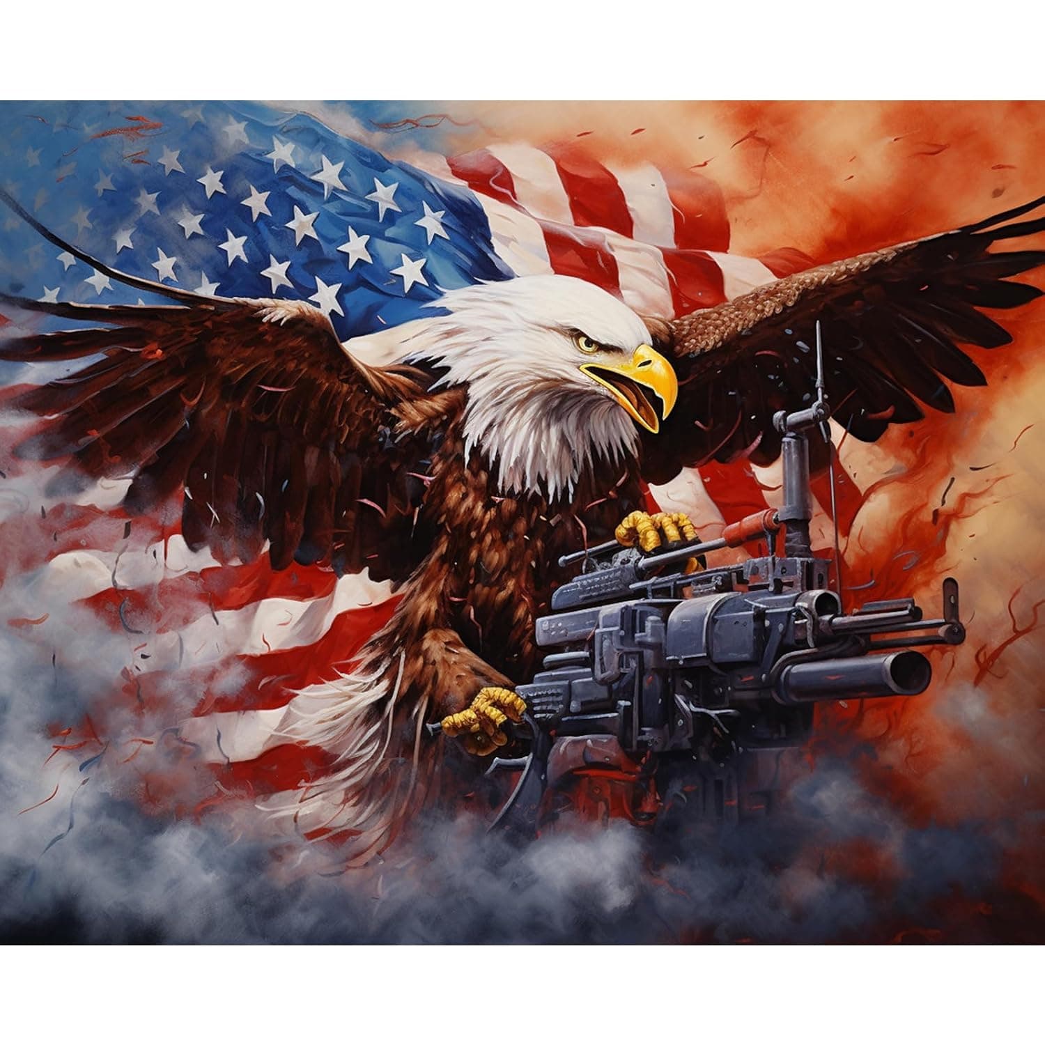 Tucocoo Eagle Bird Paint by Numbers Patriotic 4th of July DIY Oil Painting Kit Canvas Pictures Drawing Paintwork Paintbrushes Acrylic Pigment Beginner American Flag Home Wall Decor16x20inch Frameless