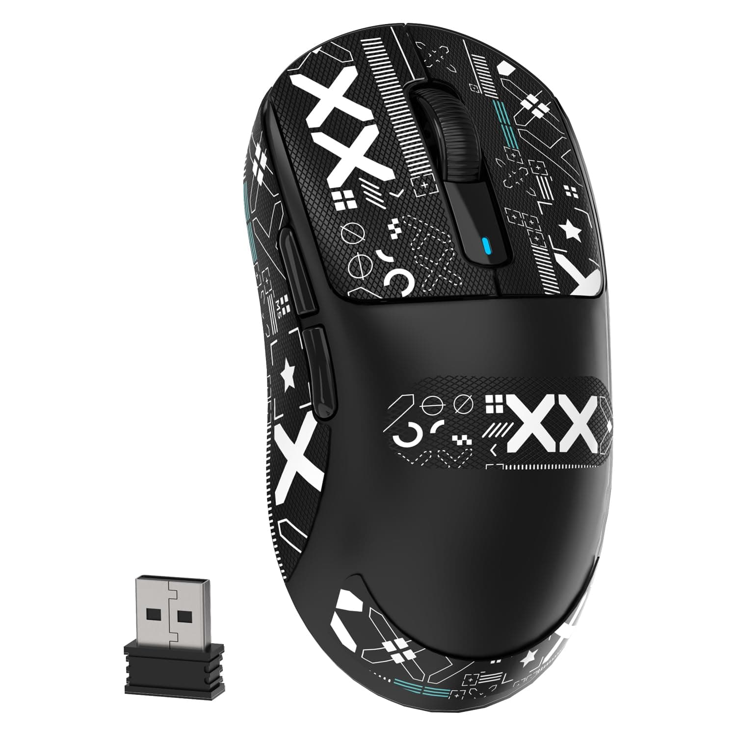 MAMBASNAKE Attack Shark X3 Wireless Gaming Mouse, 49g Ultralight, PixArt PAW3395 26000 DPI, Bluetooth/2.4Ghz /Wired Tri-Mode, 200Hrs Rechargeable Battery, Kailh GM8.0 Switch for MAC/Win - Black&Tape