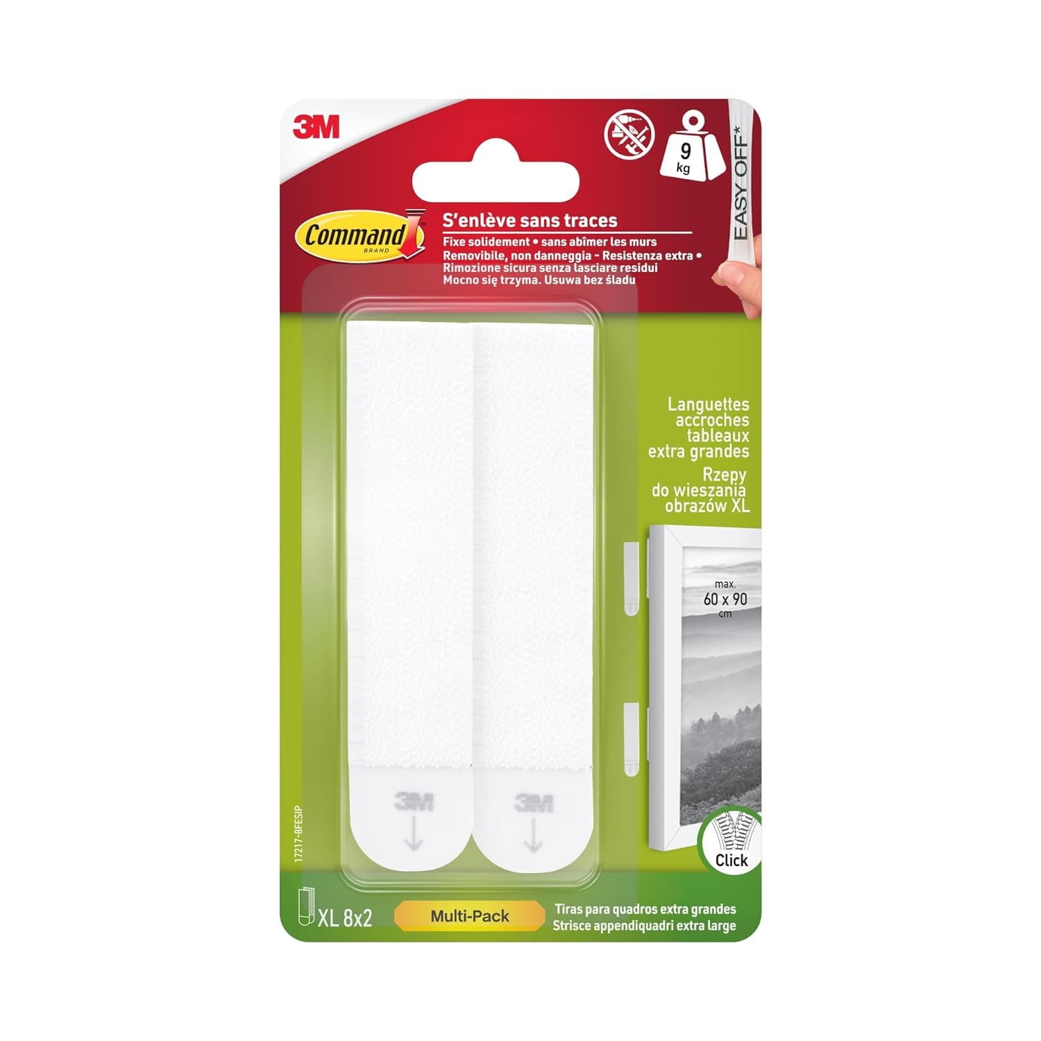 Command 8-Pair Damage-Free Picture Hanging Strip White X-Large